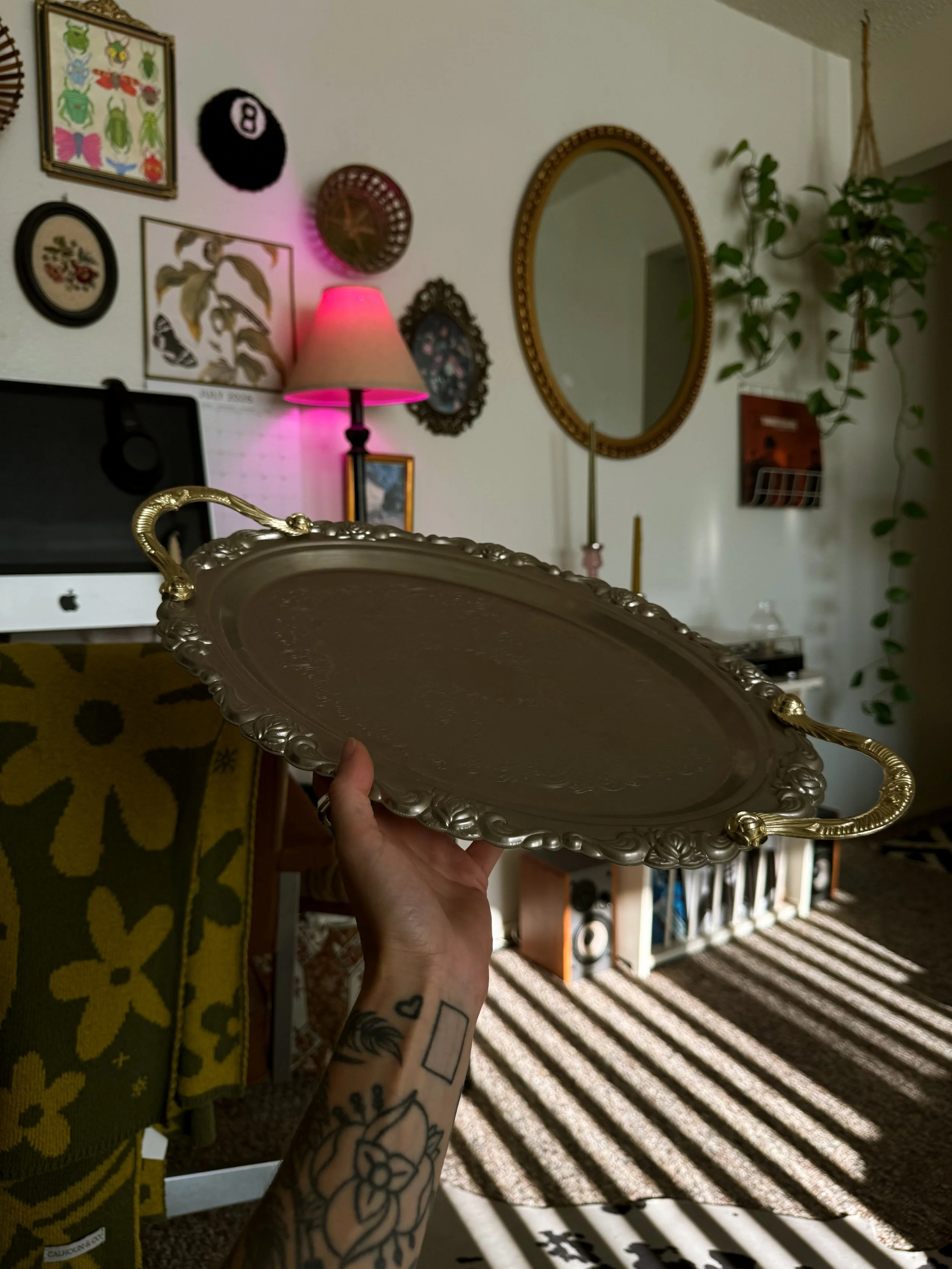 Vtg Silver Vanity Tray