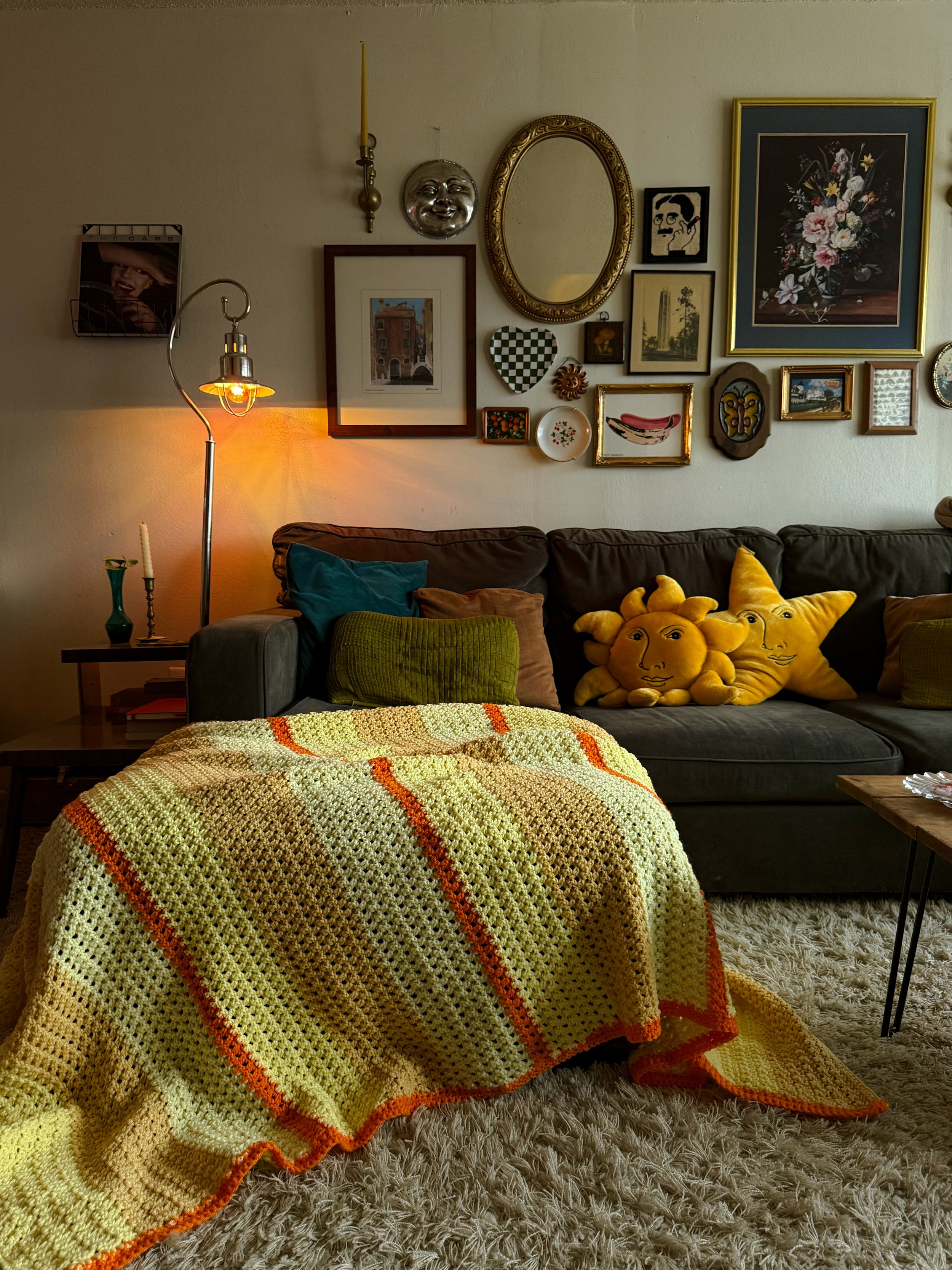 Vintage Yellow & Orange Afghan Blanket