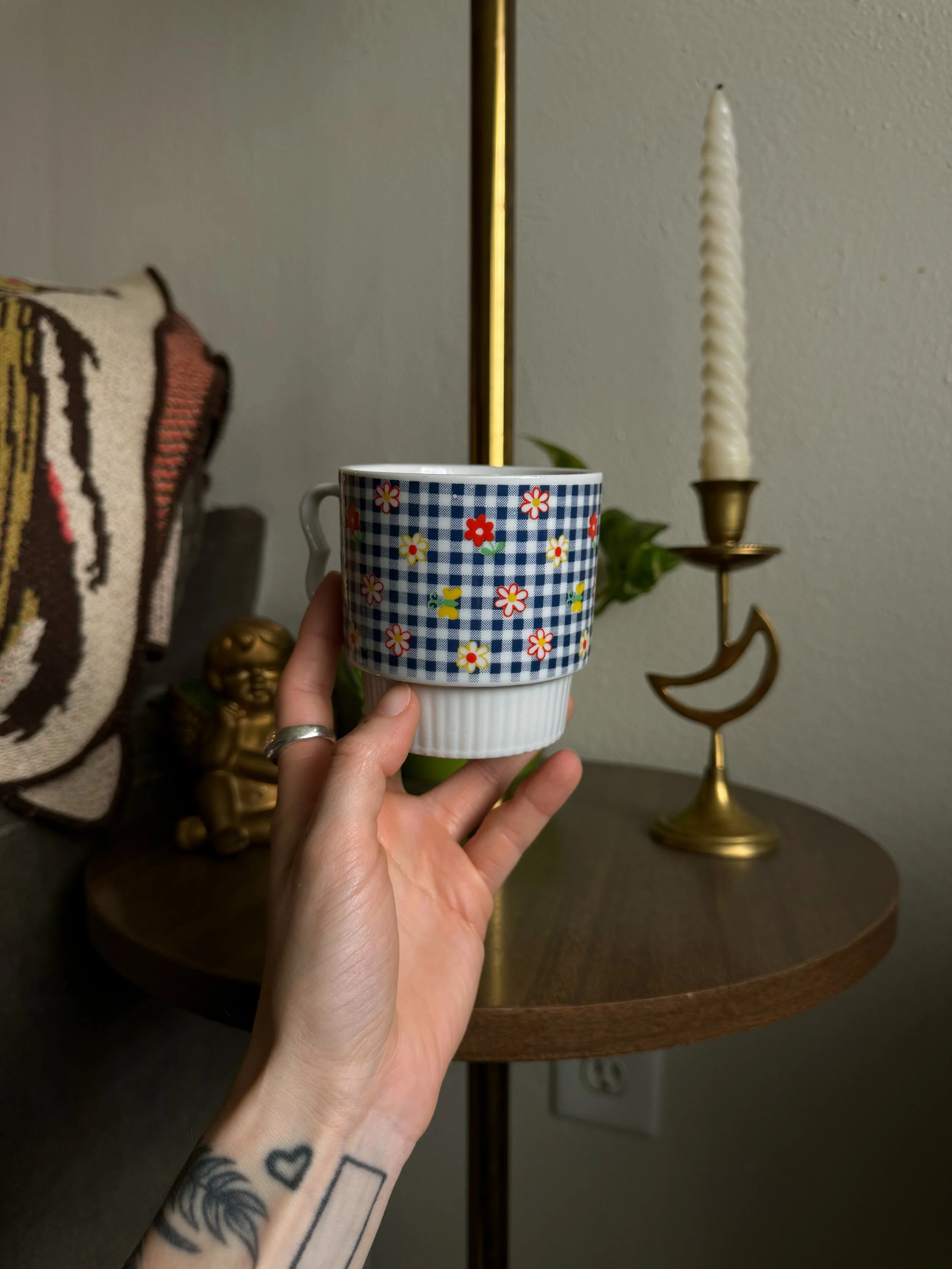 Vtg Gingham Bugs Mug