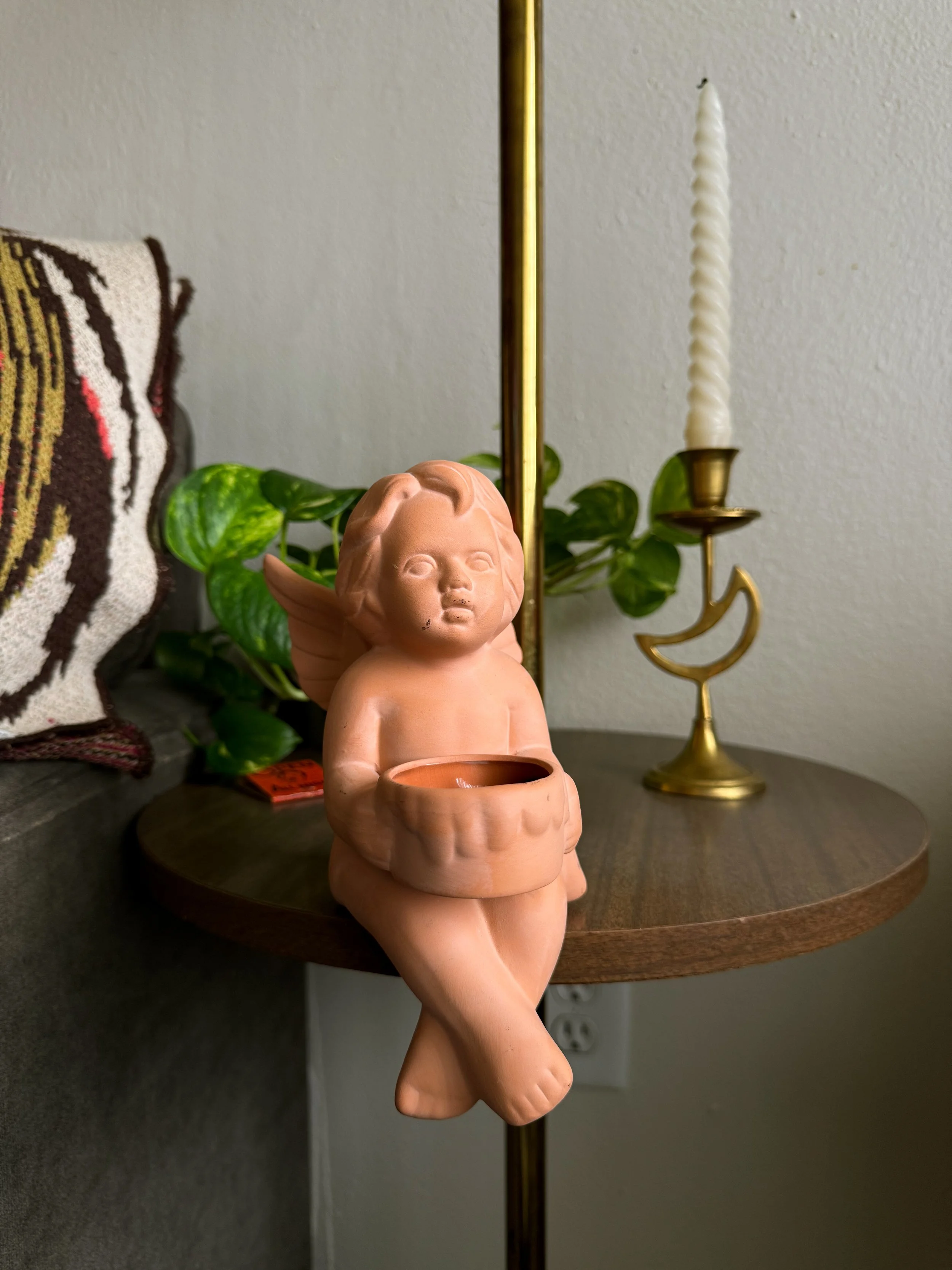 VTG Terracotta Candle Cherub