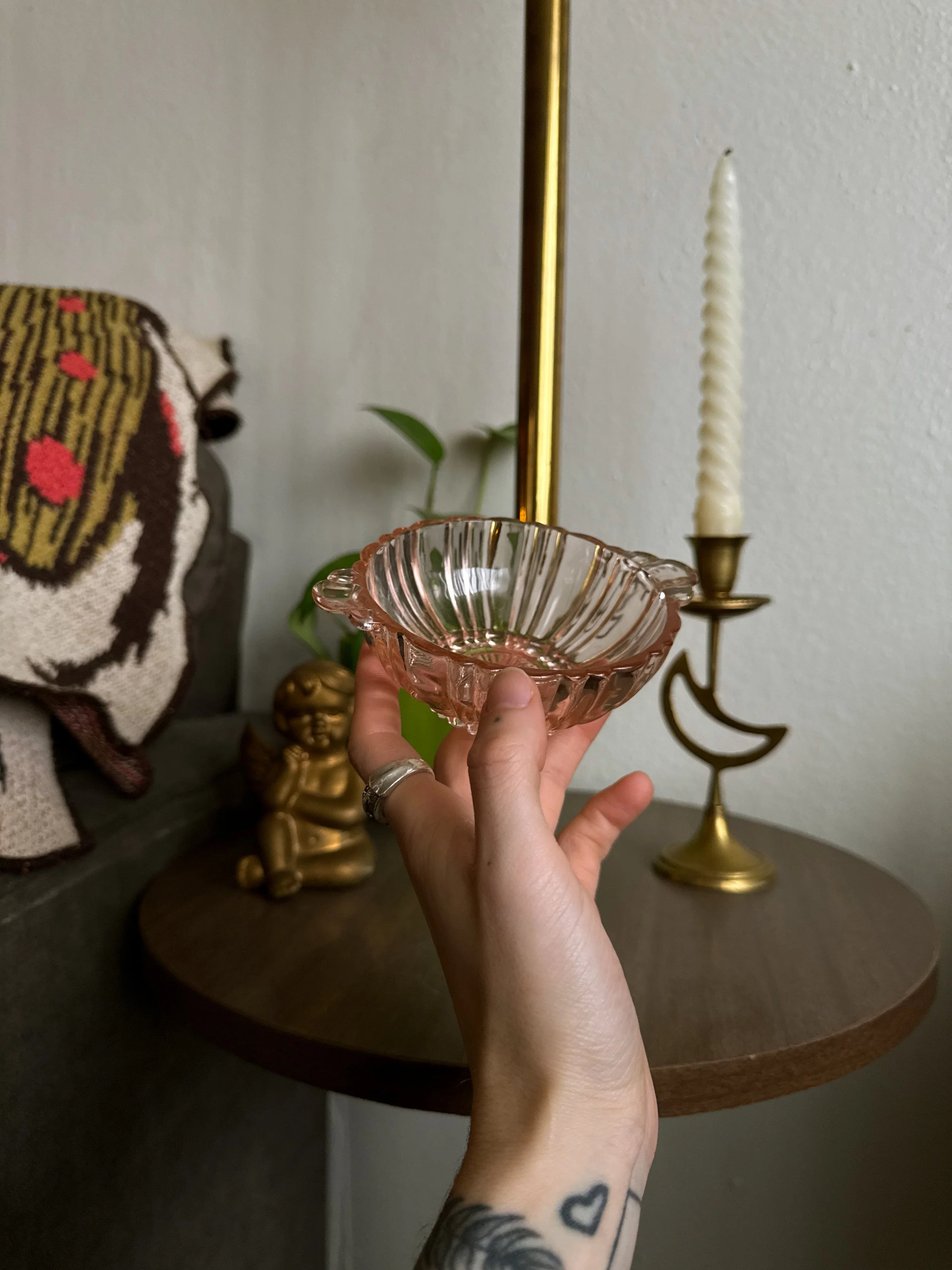 VTG Pink Depression Glass Dish