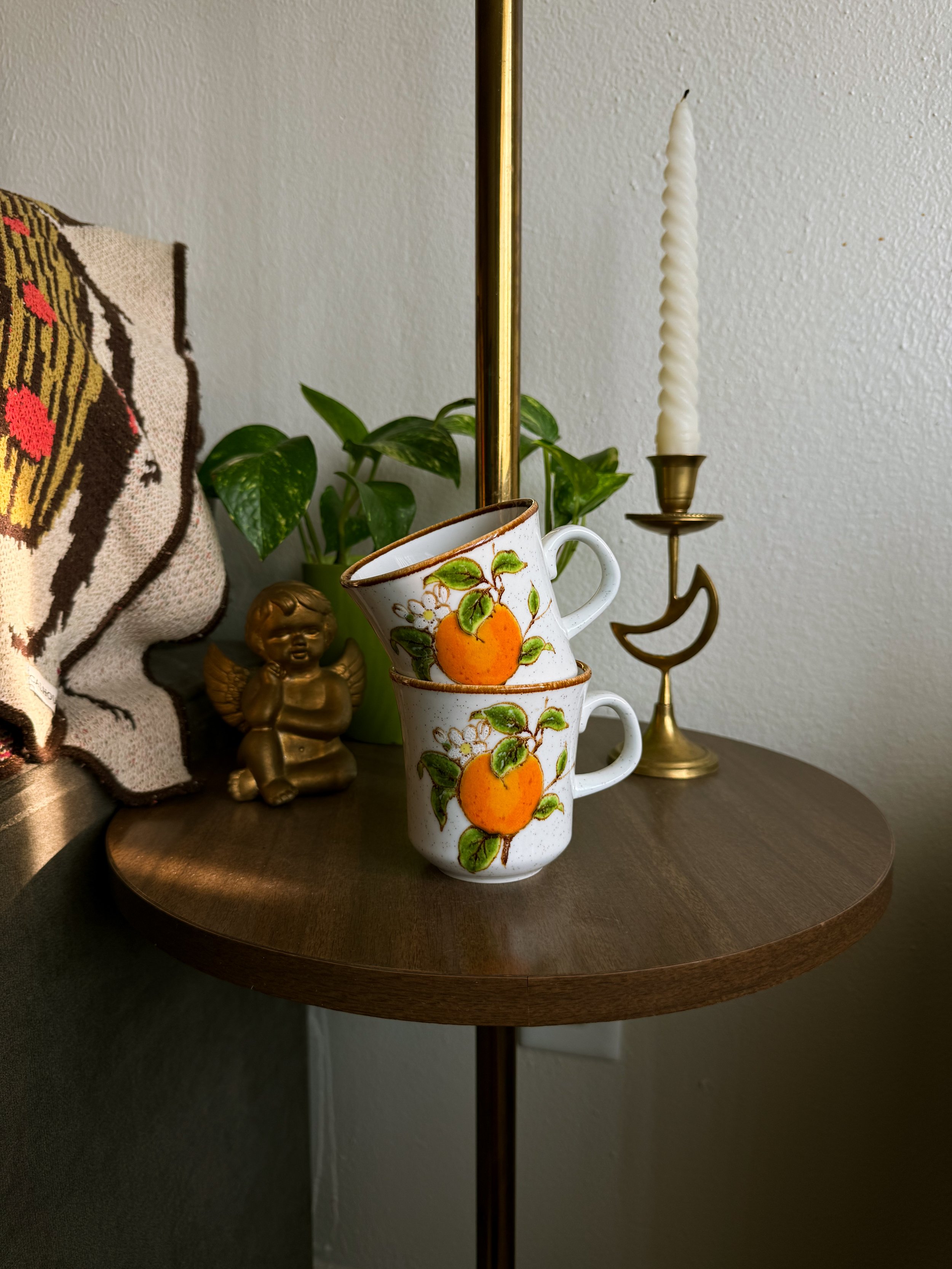 Vtg Ceramic Orange Mugs