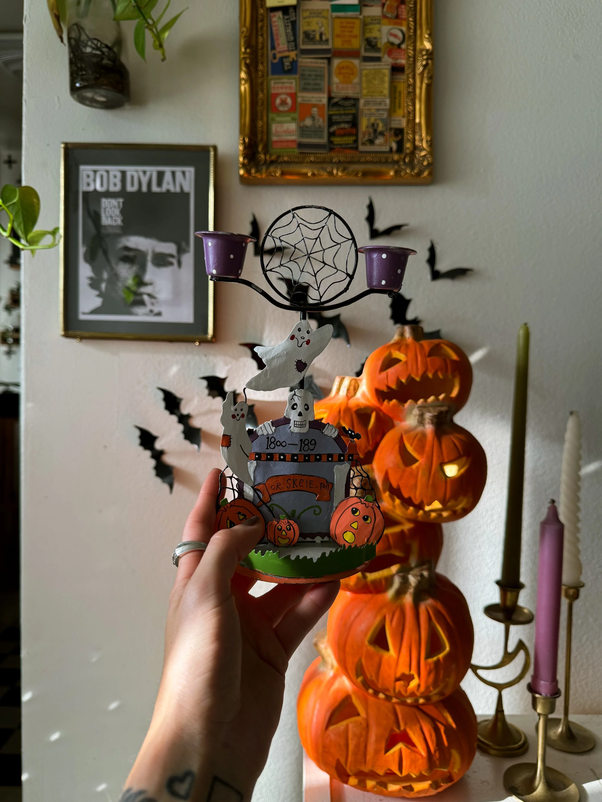 VTG Halloween Tin Candlestick