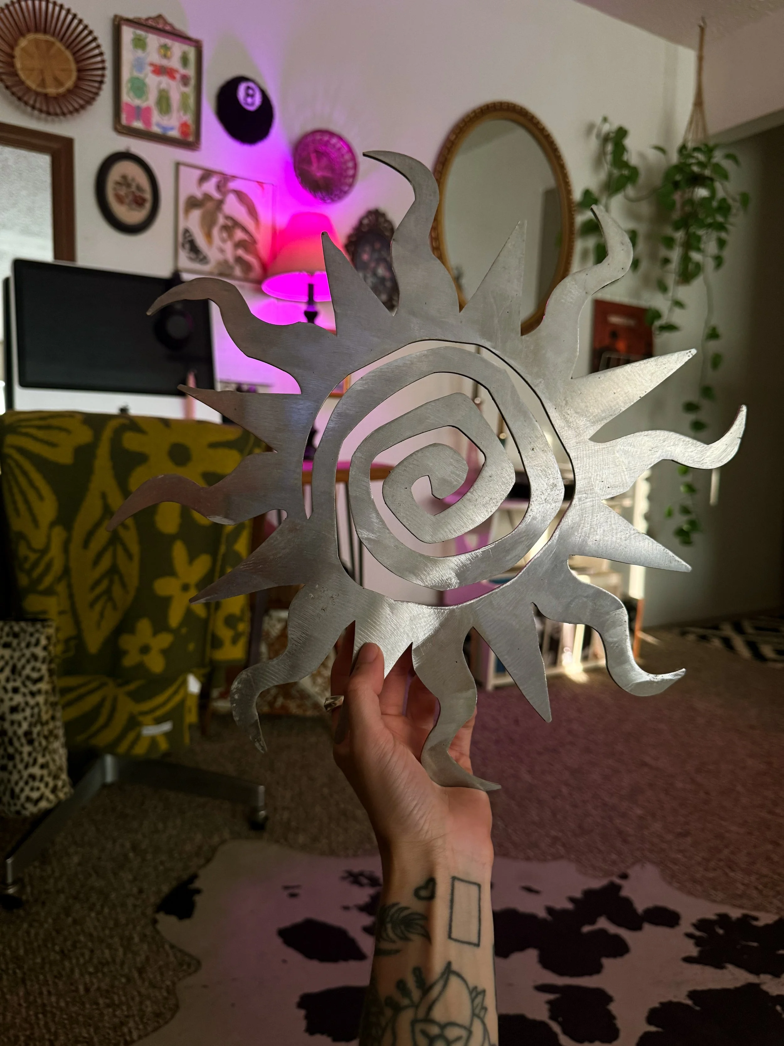 Vtg Steel Sun Wall Hanging