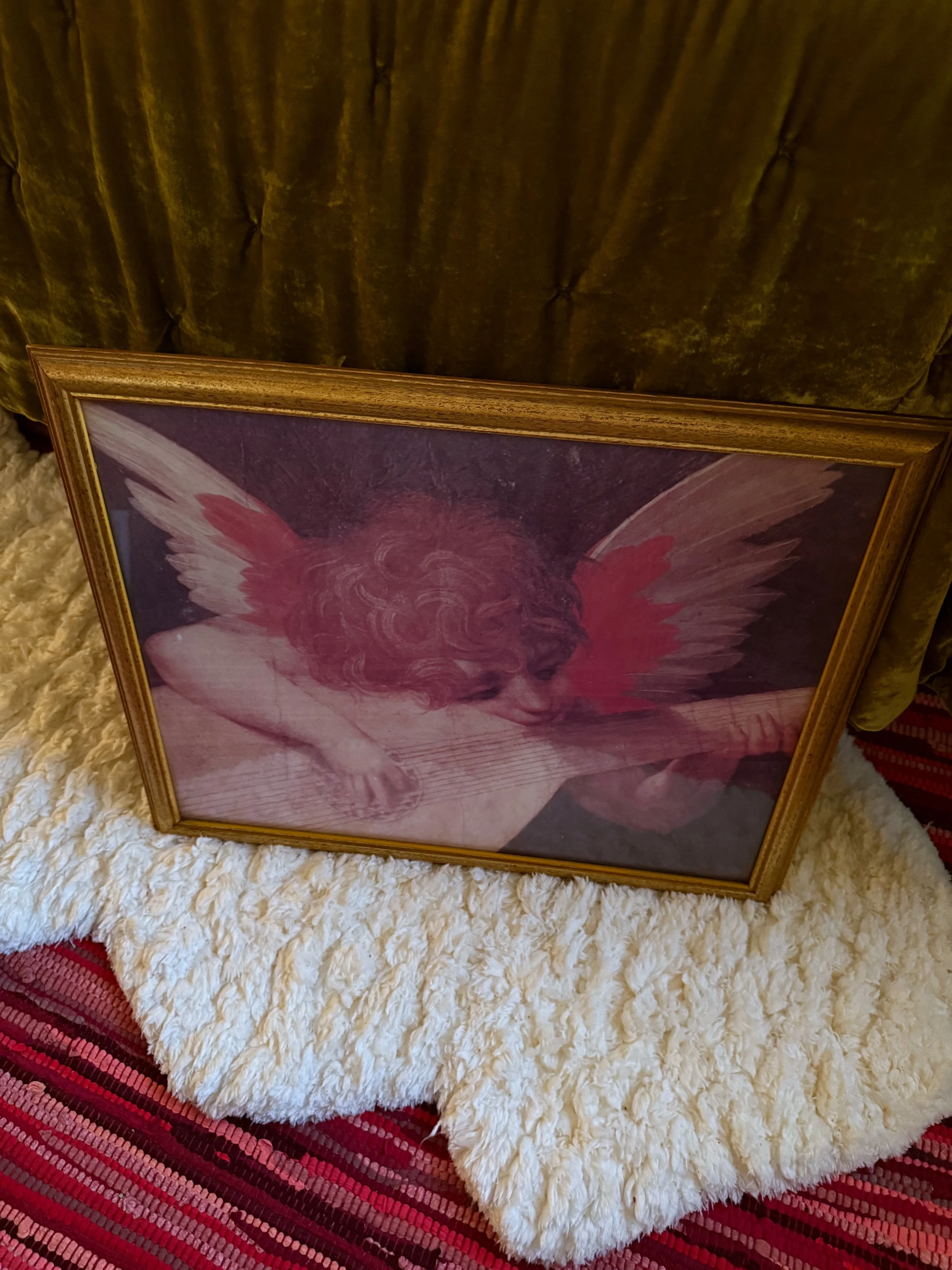 Vtg 1990s Gold Framed Cherub Print