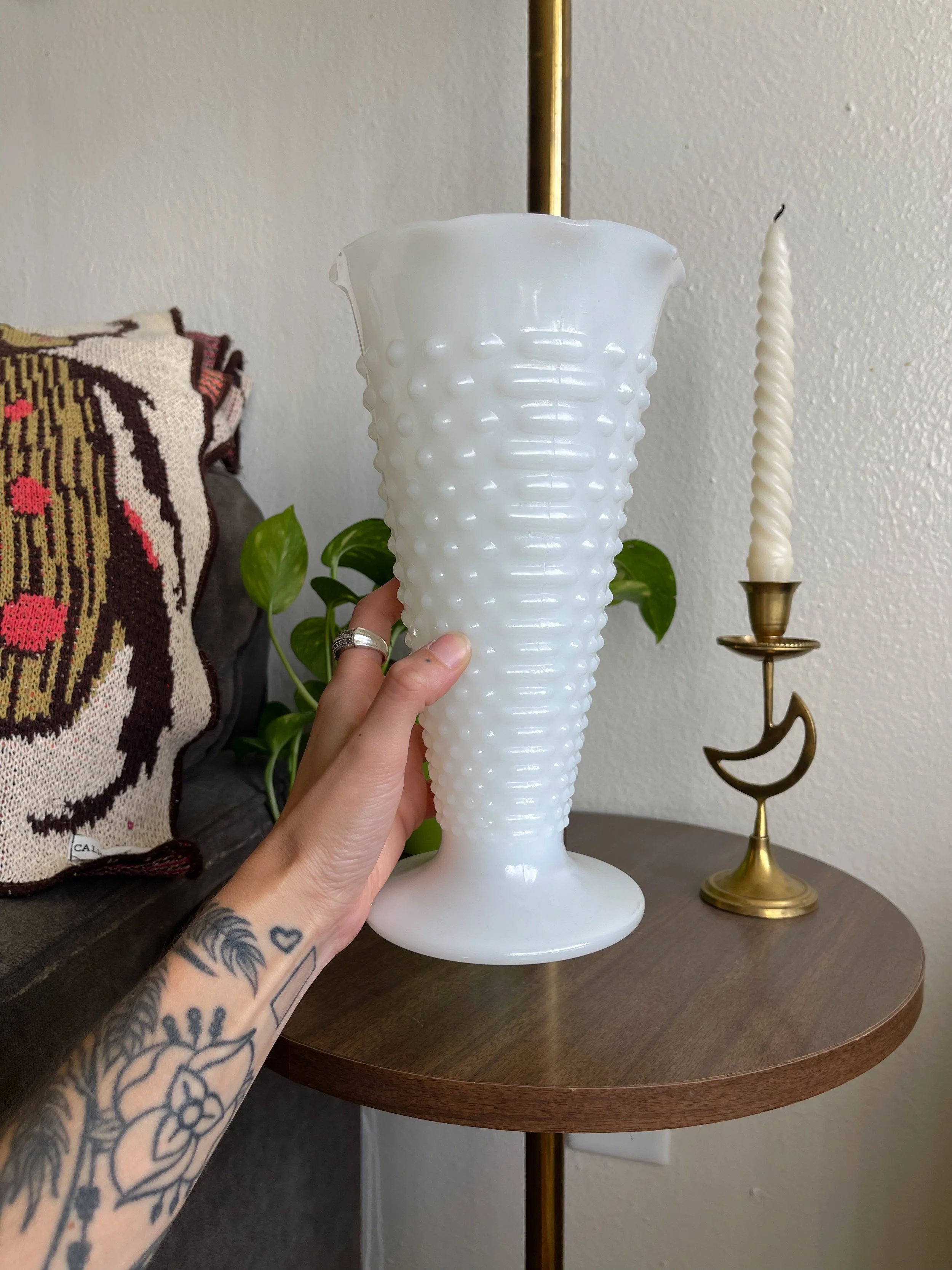 VTG Milk Glass Bubble Vase