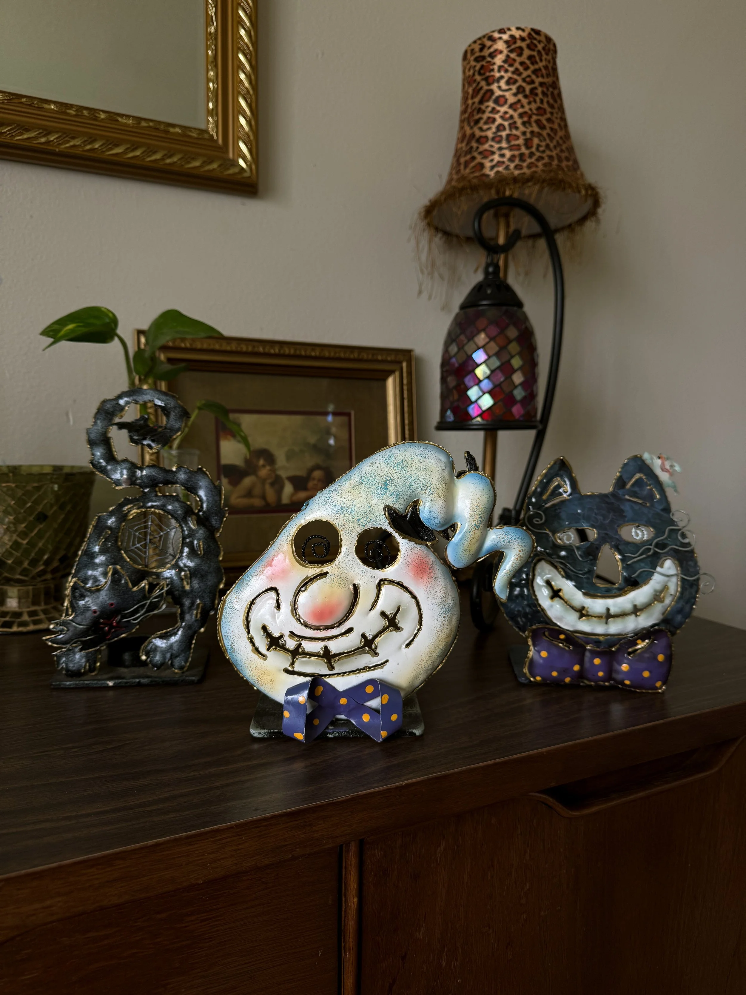 Vtg Metal Halloween Candle Holders