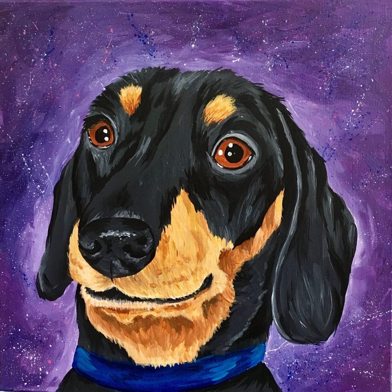 Dachshund -Acrylic & canvas 12x12
