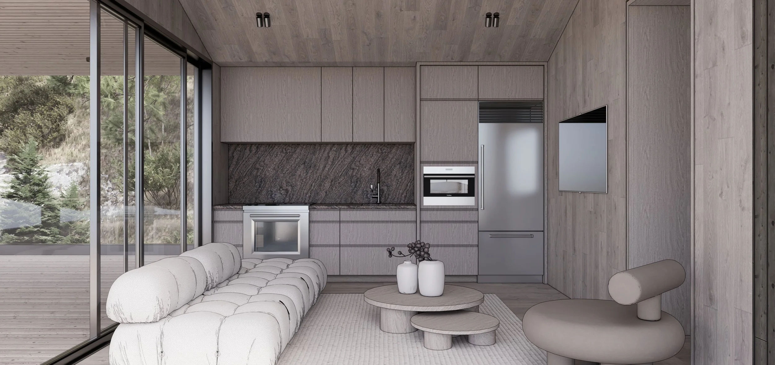 Modern Muskoka Boathouse, Second Floor Living Space