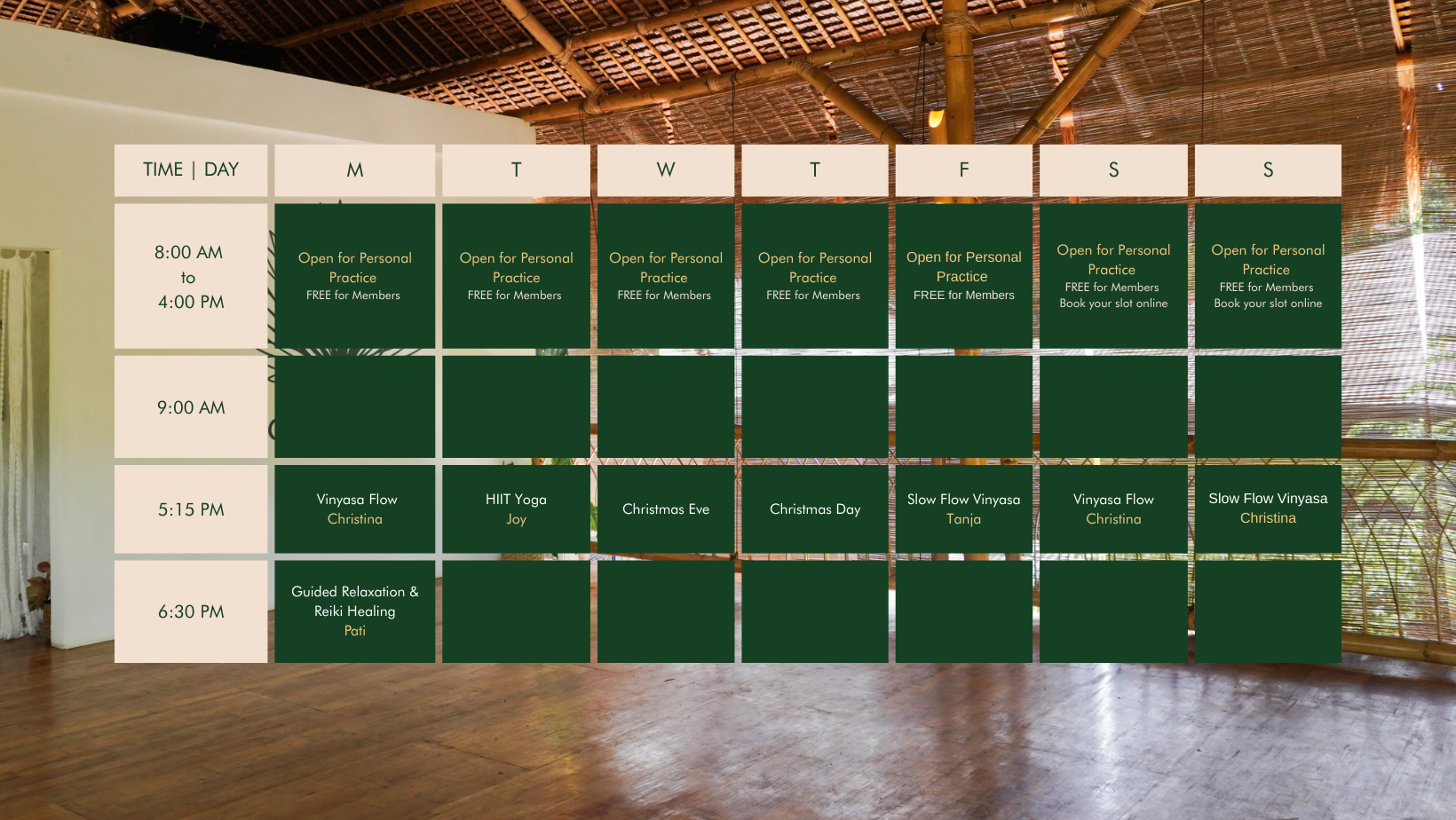 december yoga schedule anahaw dauin yoga studio