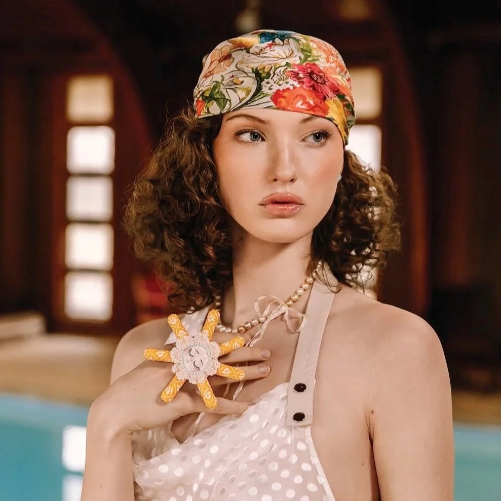 yellow flower ring as seen in Flanelle Magazine March 2024