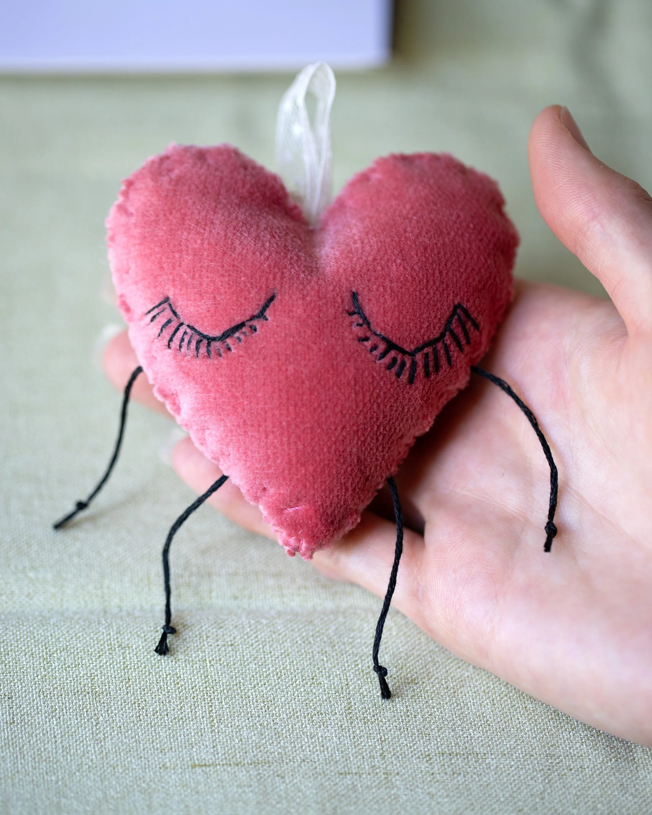 velvet heart with arms and legs