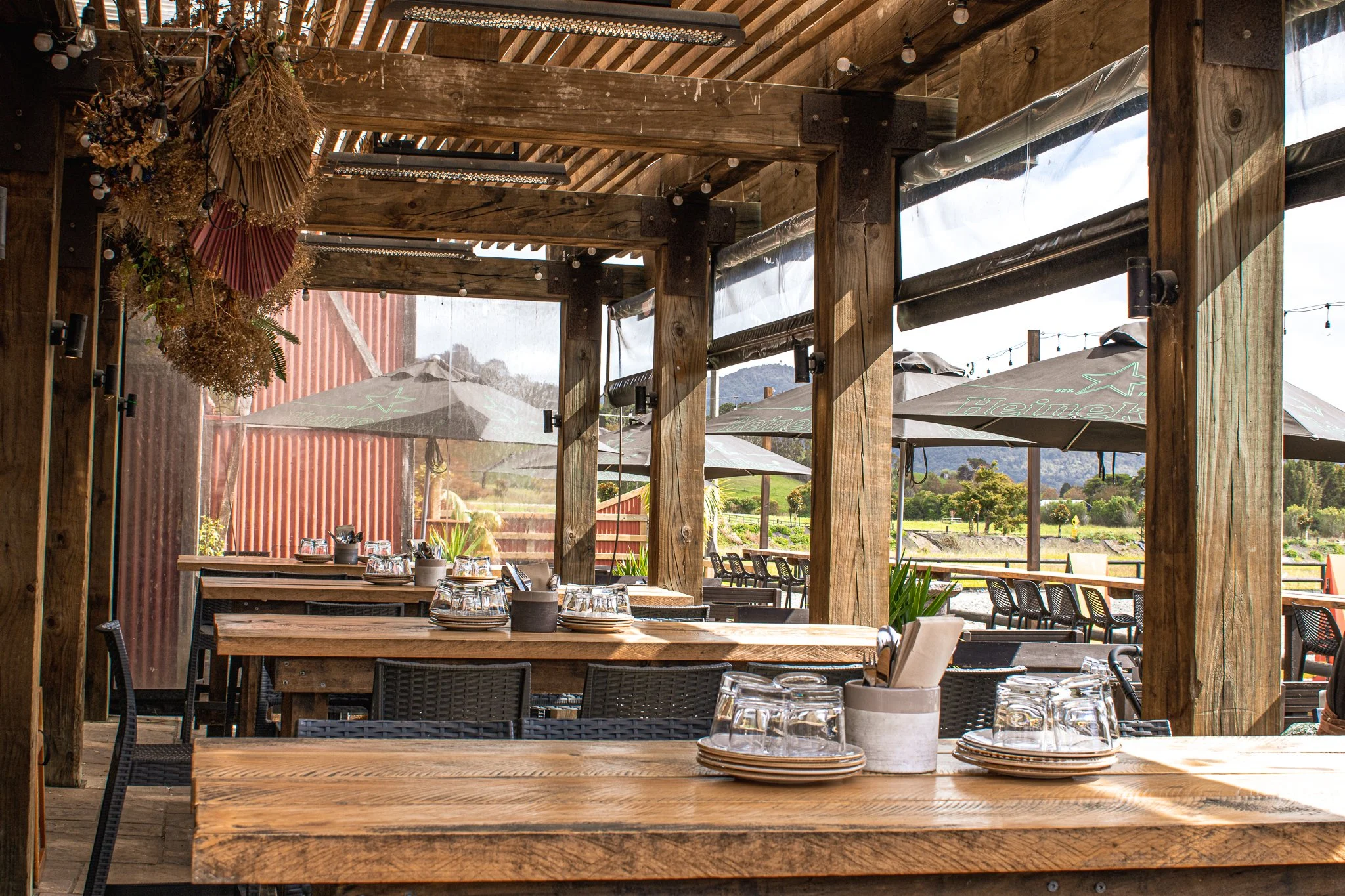 Garden Bar with 4 long tables for 40 pax functions.