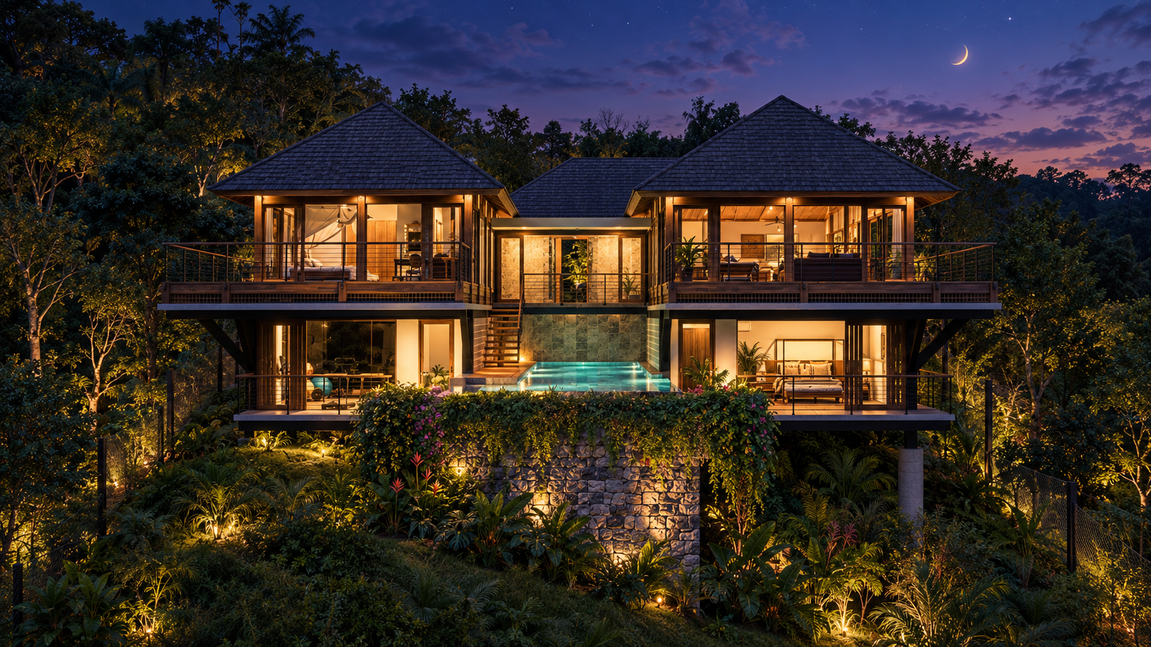 Twilight Tropical Villa with Moonlit Pool.png