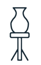 Outline of a ceramic vase on top of a pedestal.