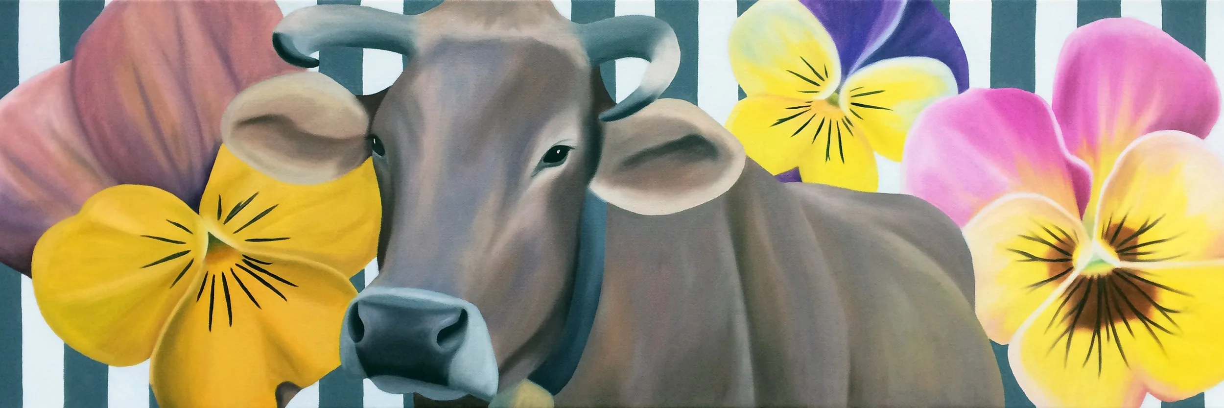 Miss Pansy, 2018, oil/acrylic on canvas, 30x90x2cm (sold)