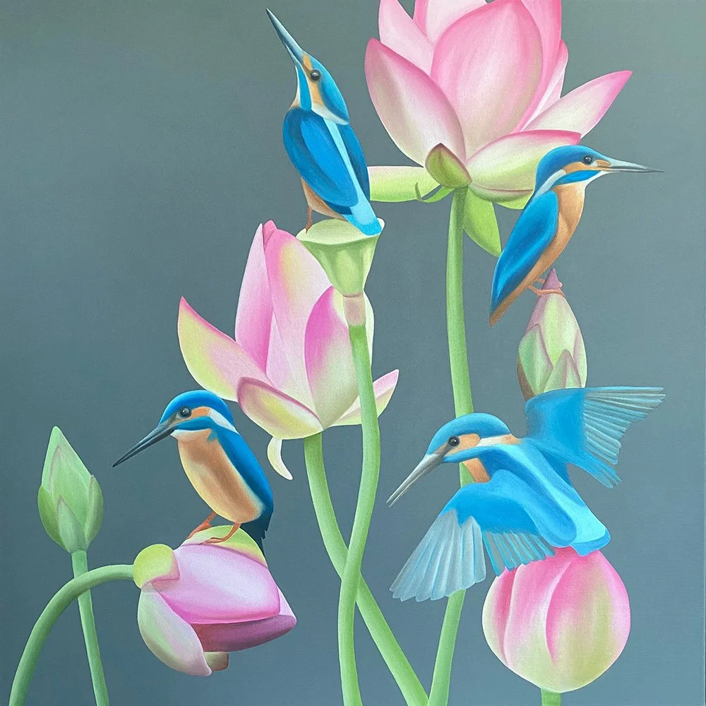 Kingfishers, 2020, oil/acrylic on canvas, 80x80x2cm (sold)