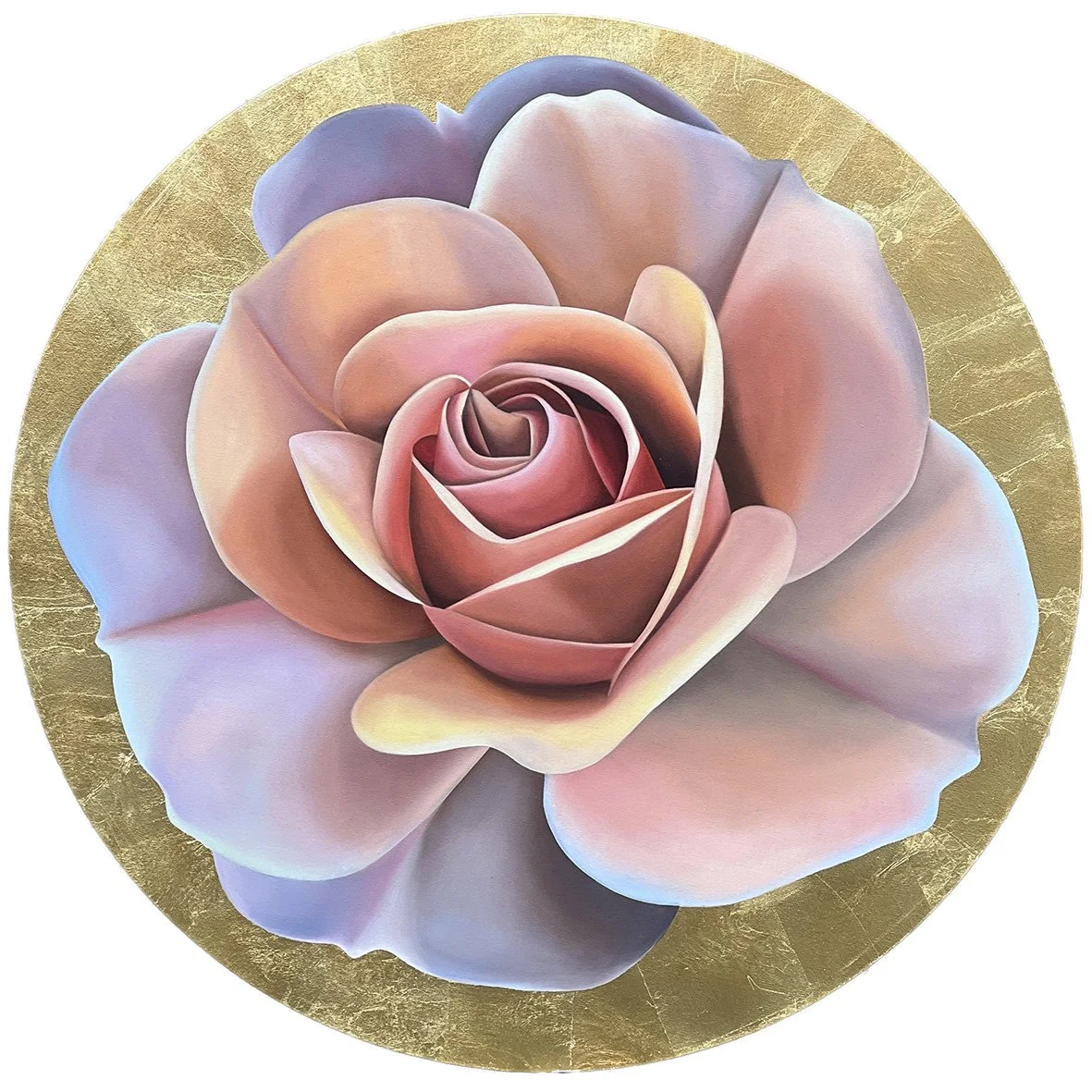 Golden Blush, 2025, oil/gold metal leaf on canvas, 100x100x2cm (available)