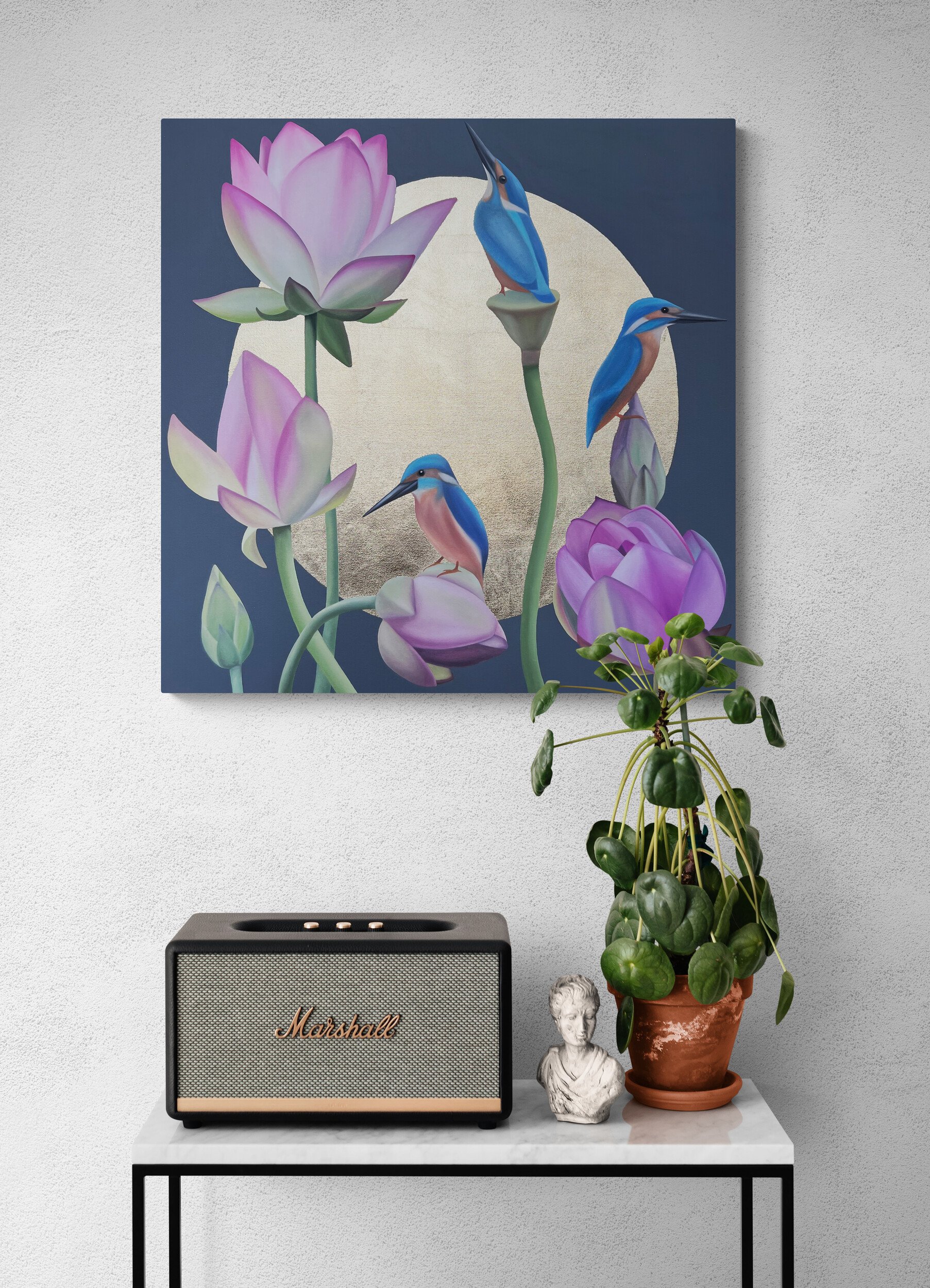 Towards The Sun_artist_Ildze Ose_2022_console-table-with-a-speaker-and-potted-plant.jpg