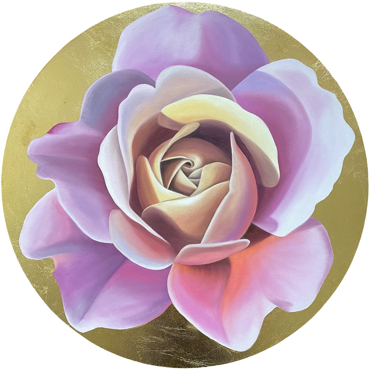 Golden Blush, 2021, oil/gold metal leaf on round canvas, D60x2cm (sold)