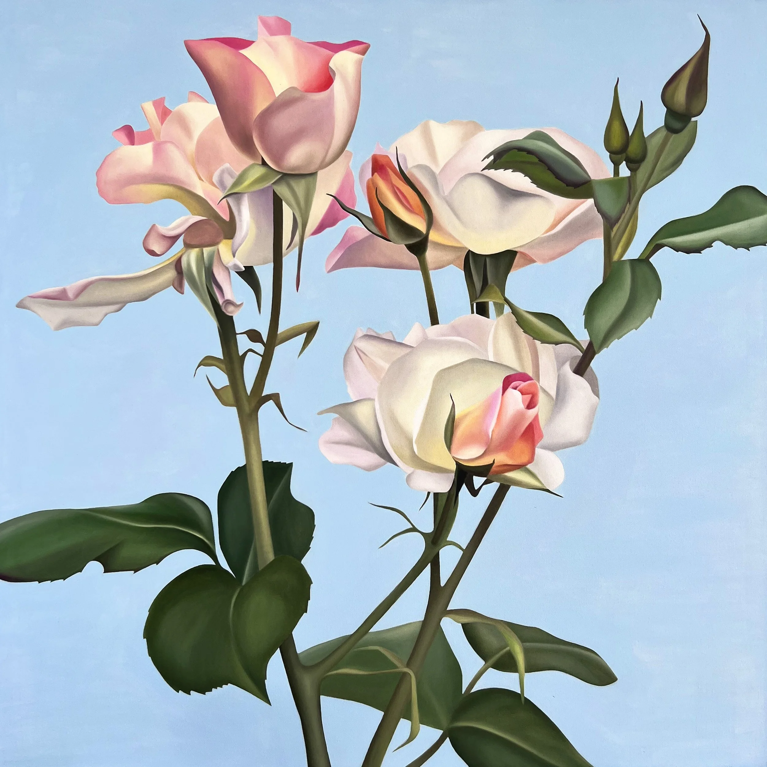 Blissfully Pink_artist_Ildze Ose_2022_100x100cm_light-pink-roses-and-blue-sky_oil-on-canvas.jpeg