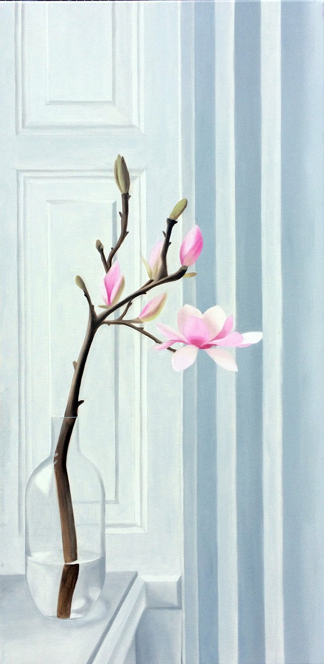 Magnolia Branch, 2018, oil/acrylic on canvas, 100x50x4cm (sold)