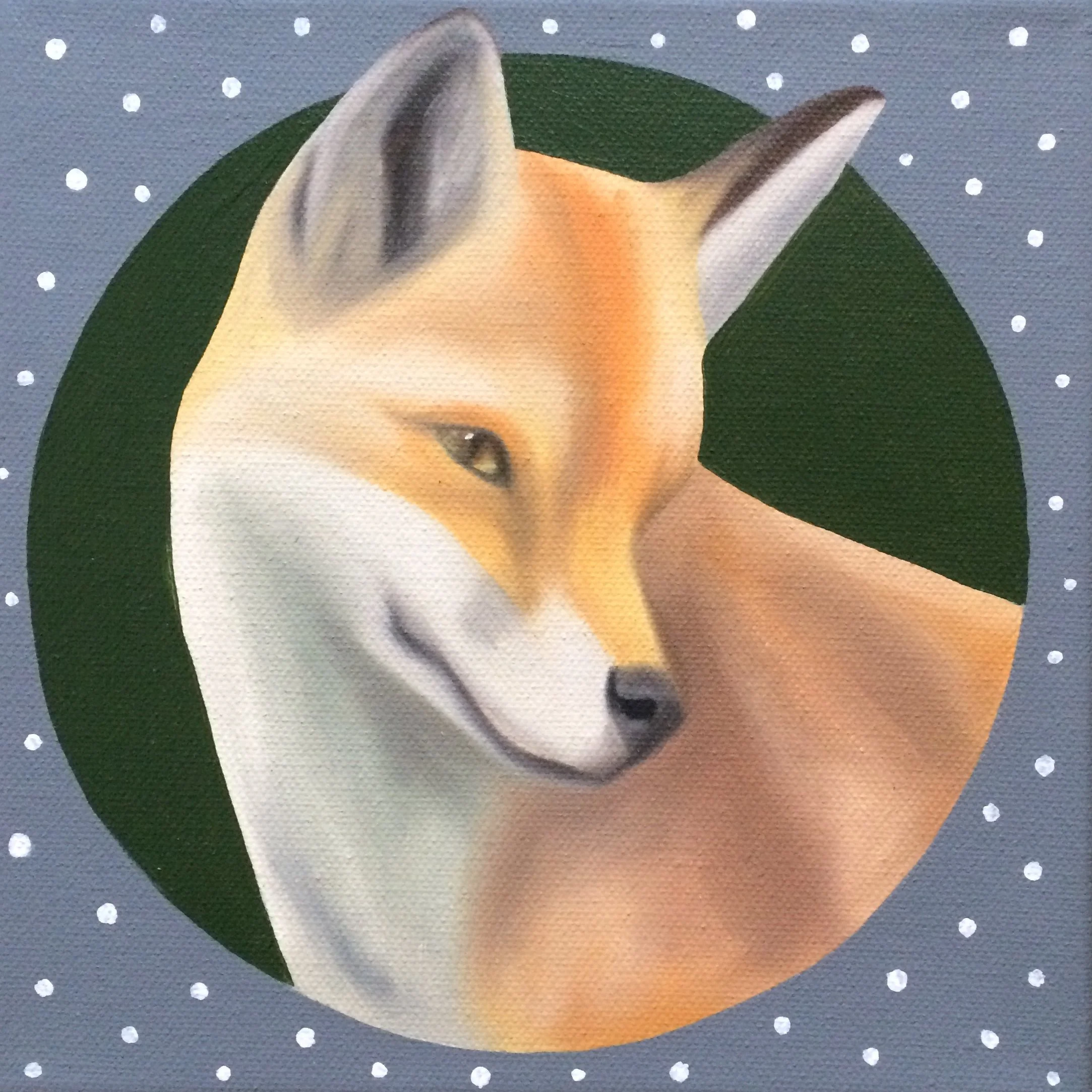 Green Fox, 2018, oil/acrylic on canvas, 20x20x2cm (sold)