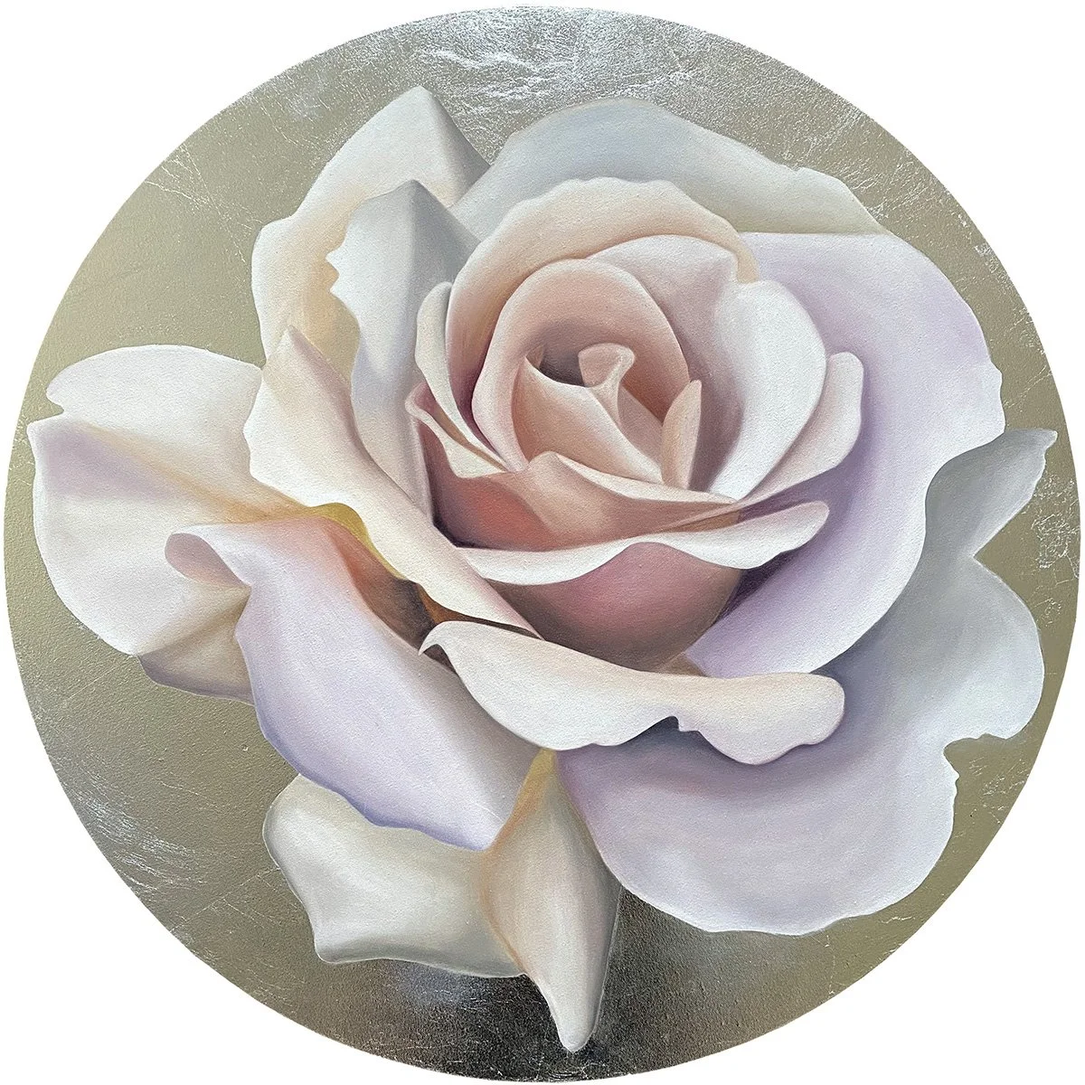 Magic Moment, 2021, oil/silver metal leaf on round canvas, D60x2cm (sold)