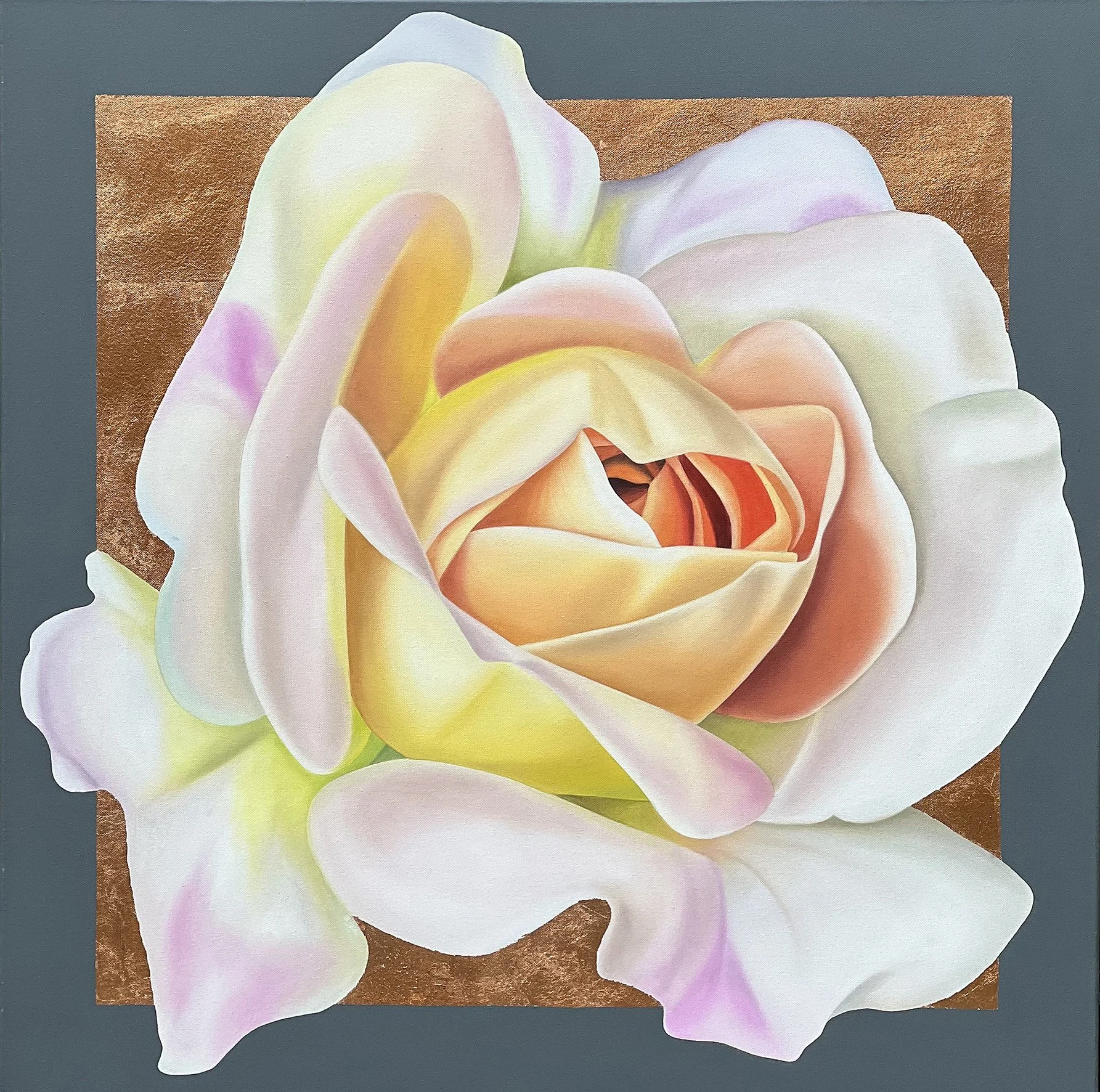 Tenderness, 2022, oil/bronze metal leaf on canvas, 80x80x2cm (available)