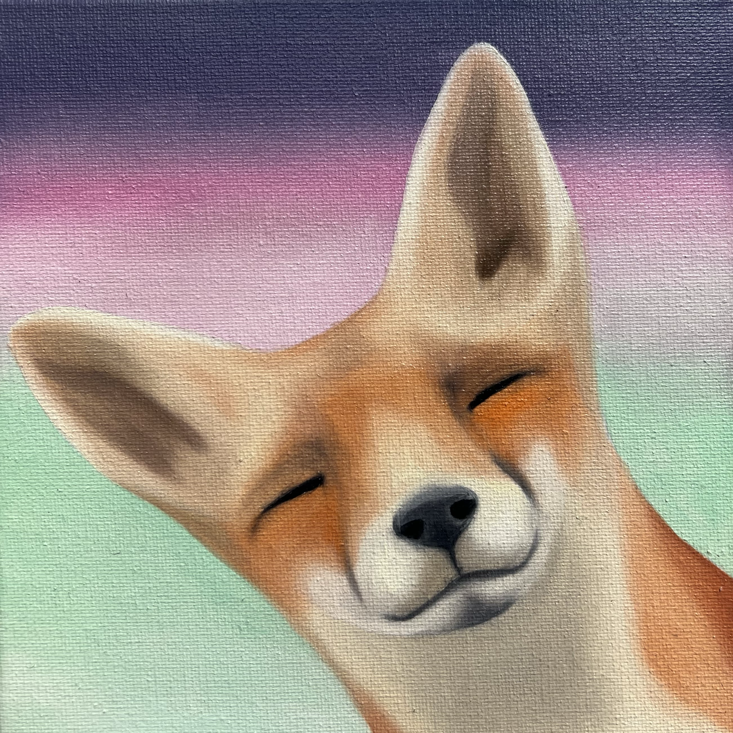 Harmonious Fox, 2026, oil on canvas, 20x20x2cm (available)