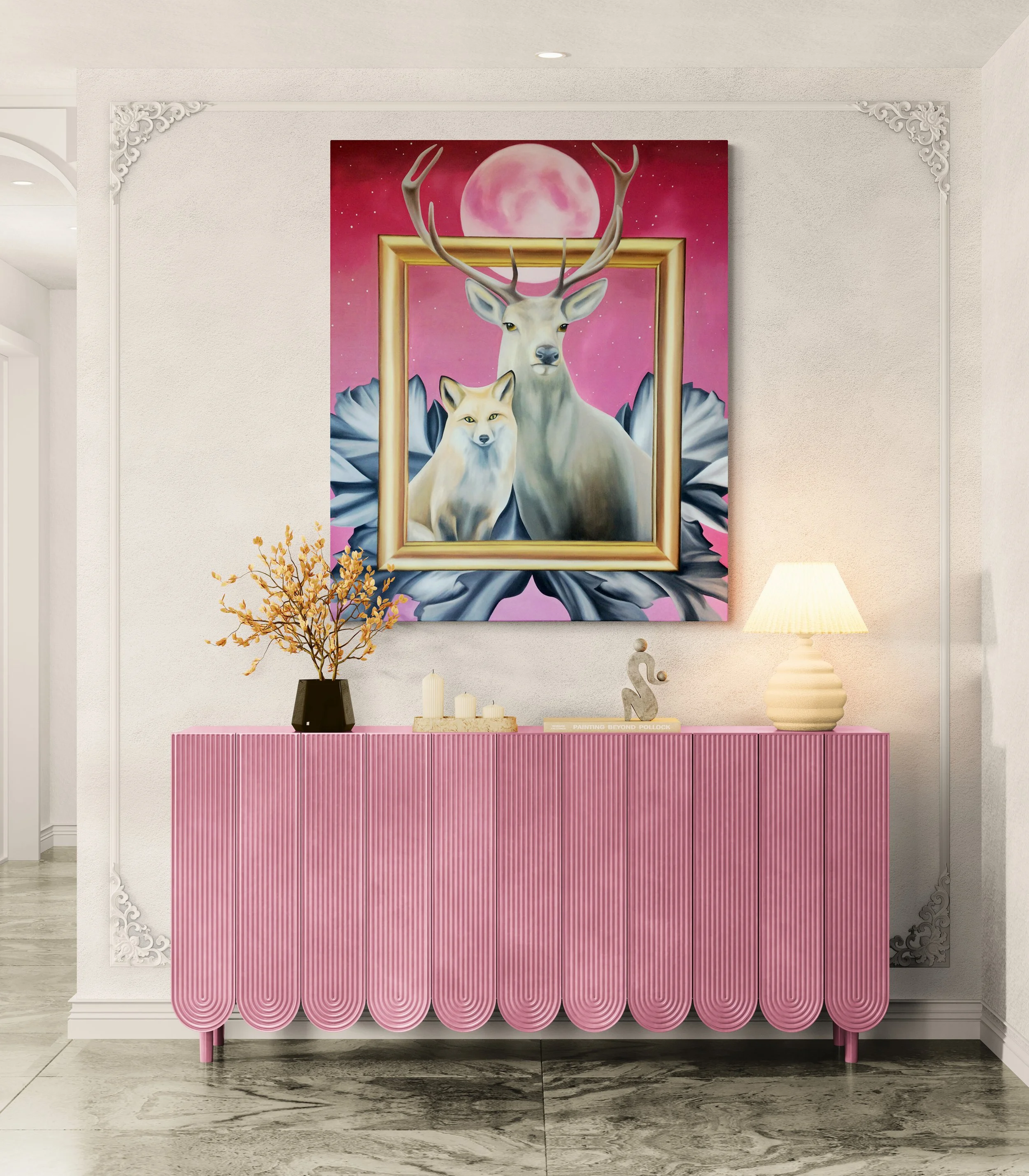 The Pink Moon_artist_Ildze Ose_2019_interior-hallway-with-a-fancy-cabinet.jpg