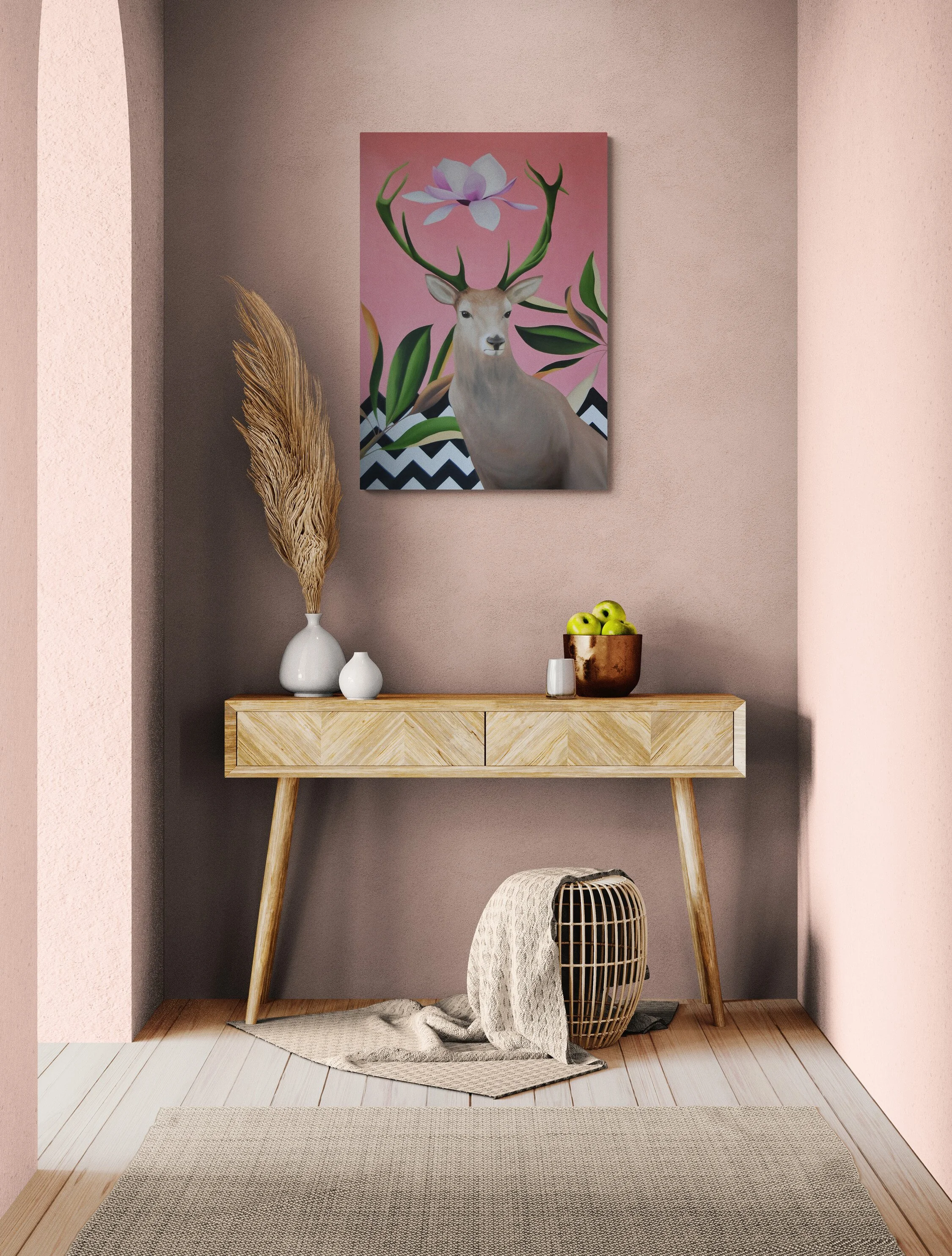 Oh Deer_artist_Ildze Ose_2017_hallway-niche-with-a-wooden-console-table.jpg