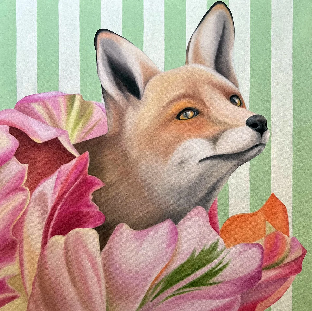 The Curious Fox, 2021, oil/acrylic on canvas, 60x60x2cm (commission work)