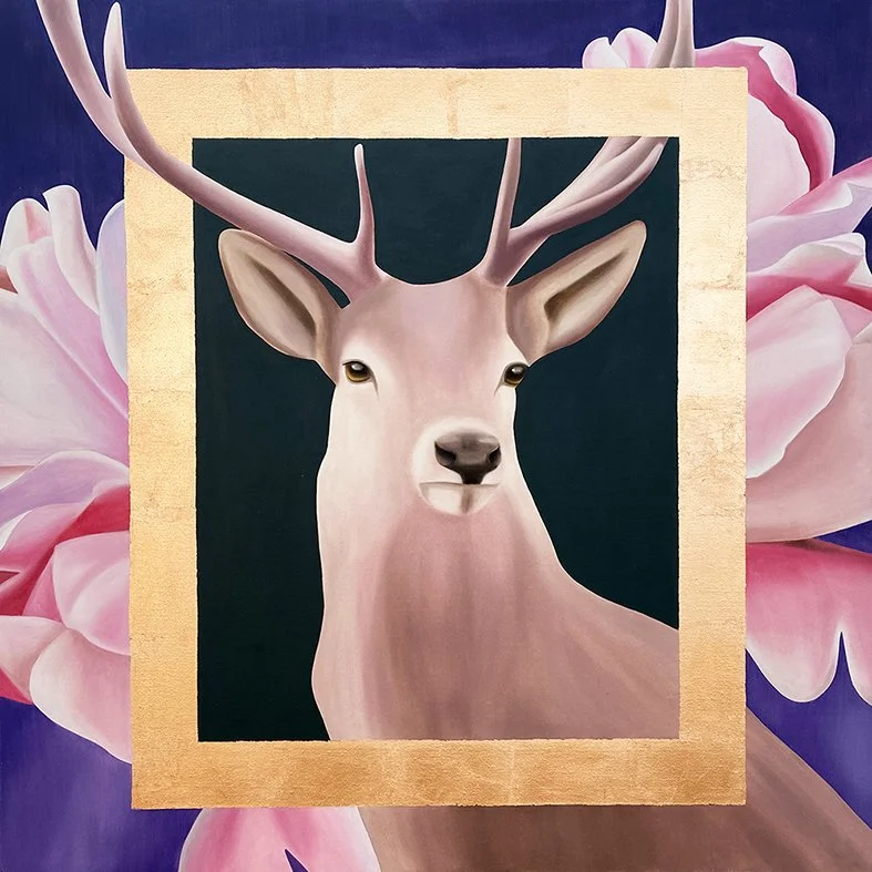 And Then I Saw You, 2021, oil/acrylic/bronze metal leaf on canvas, 100x100x2cm (available)