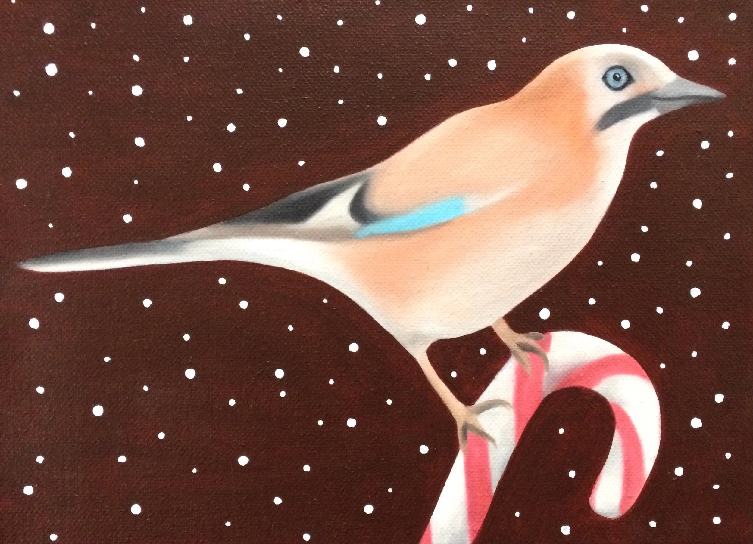 Jay Bird, 2018, oil/acrylic on canvas, 24x30x2cm (sold)