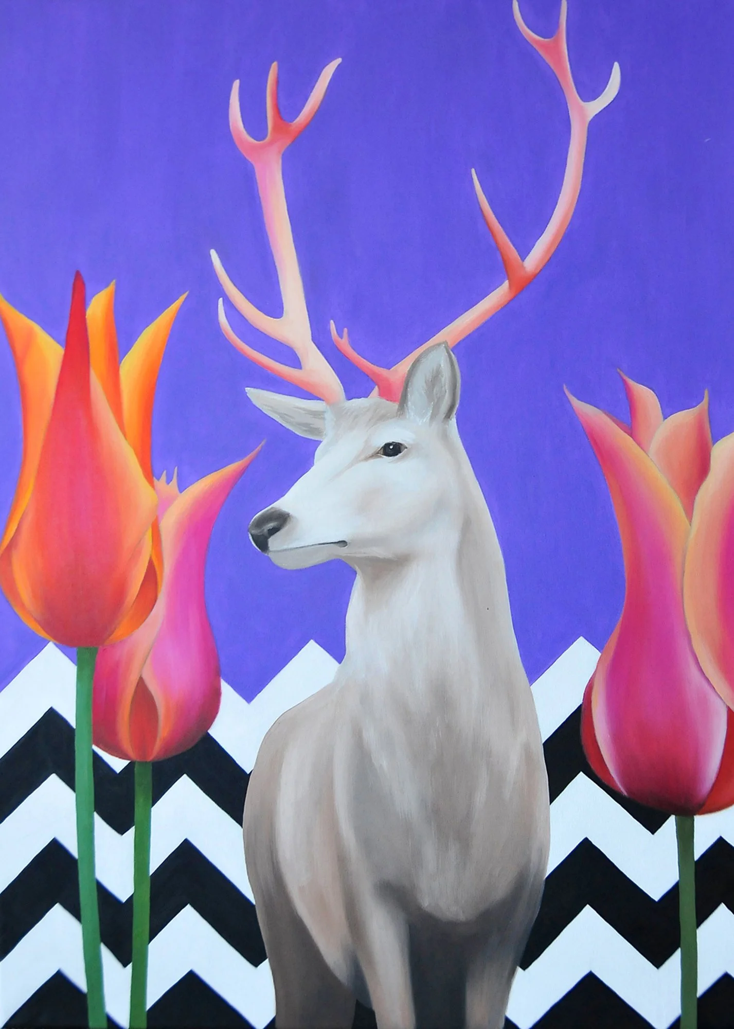 Oh, Dear Deer, 2017, oil/acrylic on canvas, 80x60x2cm (sold)