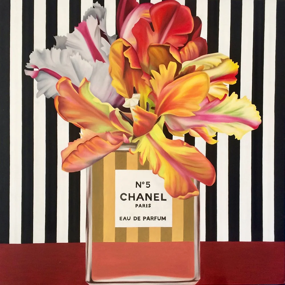 Chanel No. 5, 2018, oil/acrylic on canvas, 100x100x4cm (available)