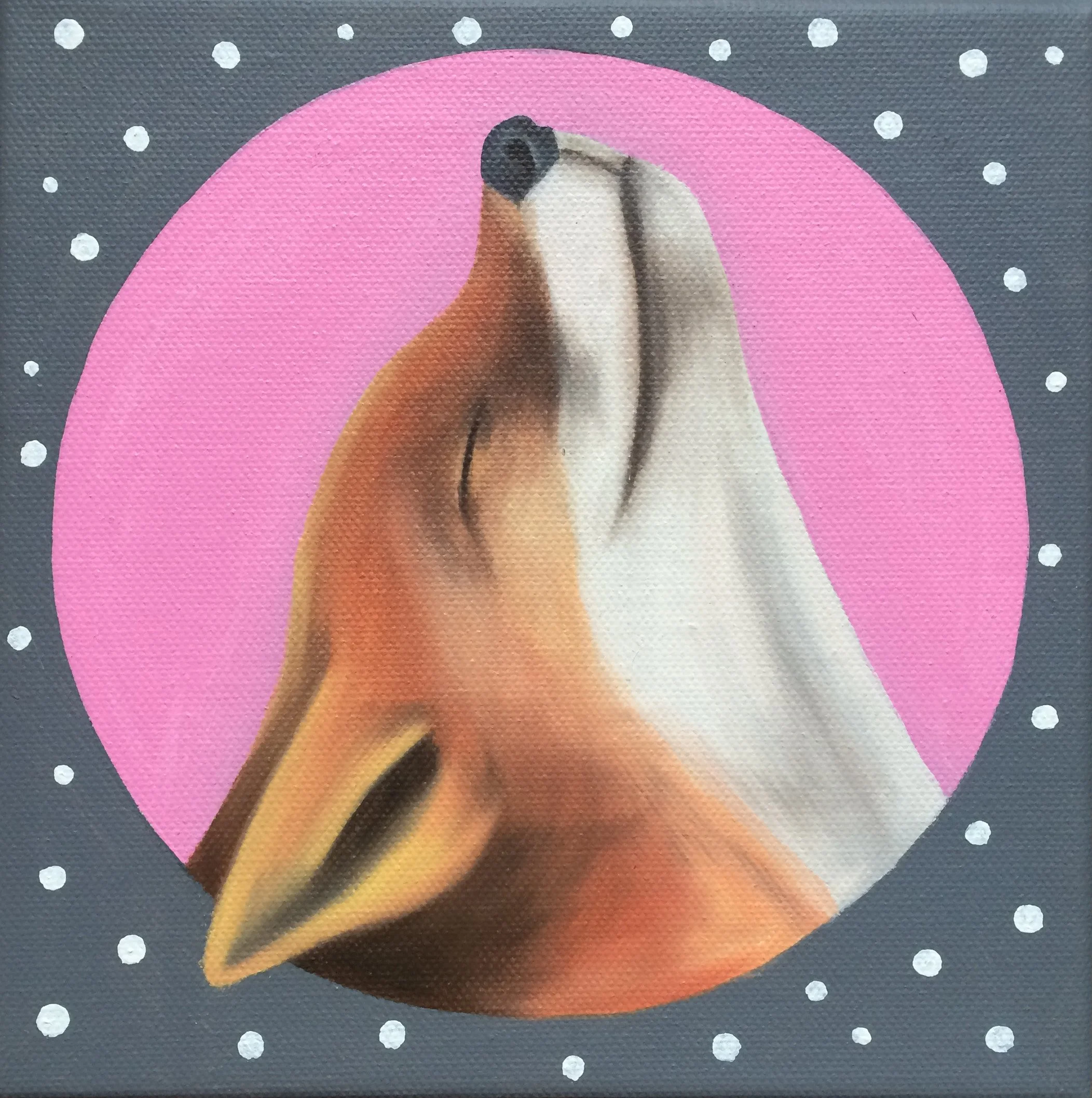 Pink Fox, 2018, oil/acrylic on canvas, 20x20x2cm (sold)