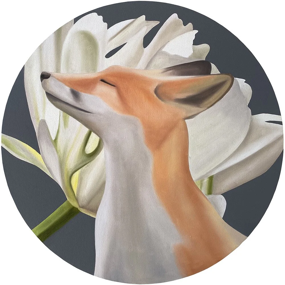 Spring In The Air, 2021, oil/acrylic on round canvas, 50x50x2cm (available)