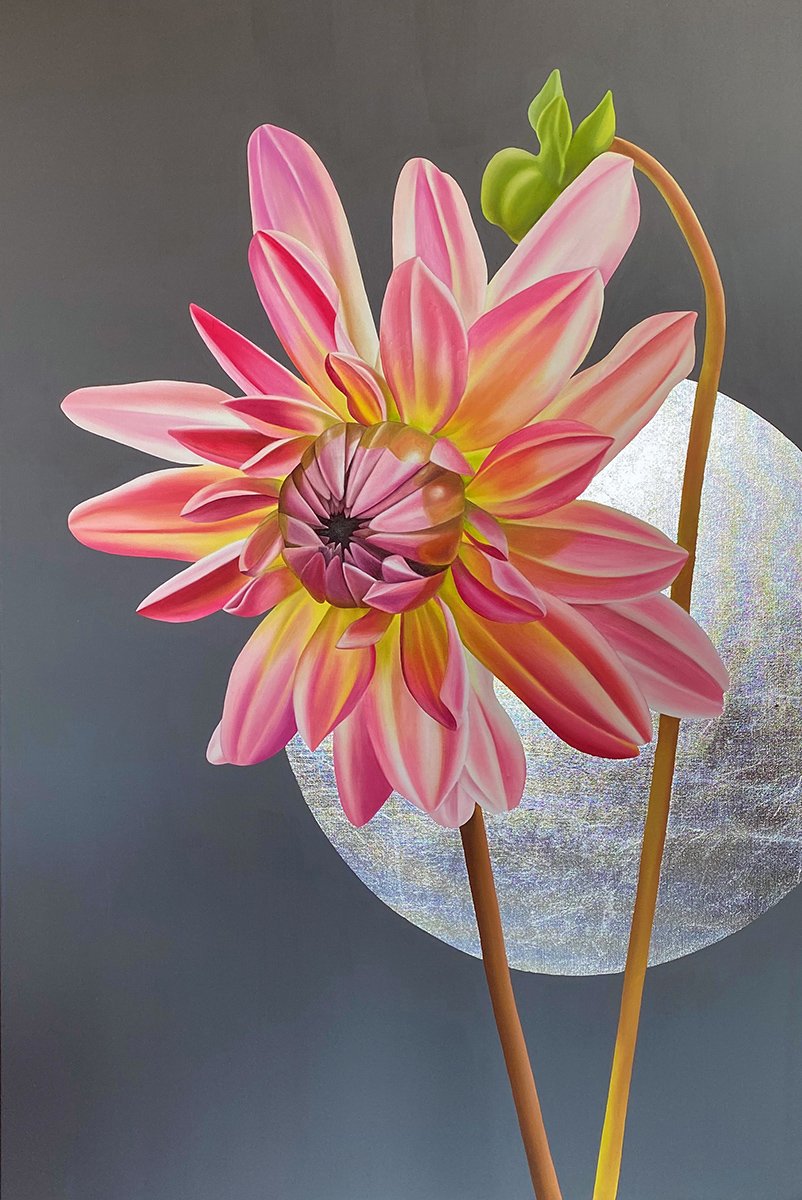 Queen Of Autumn, 2020, oil/acrylic/silver metal leaf on canvas, 120x80x4cm (available)