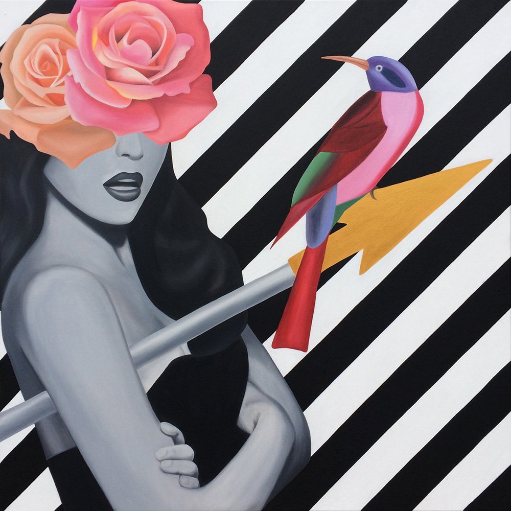 Amazone, 2018, oil/acrylic on canvas, 100x100x4cm (sold)