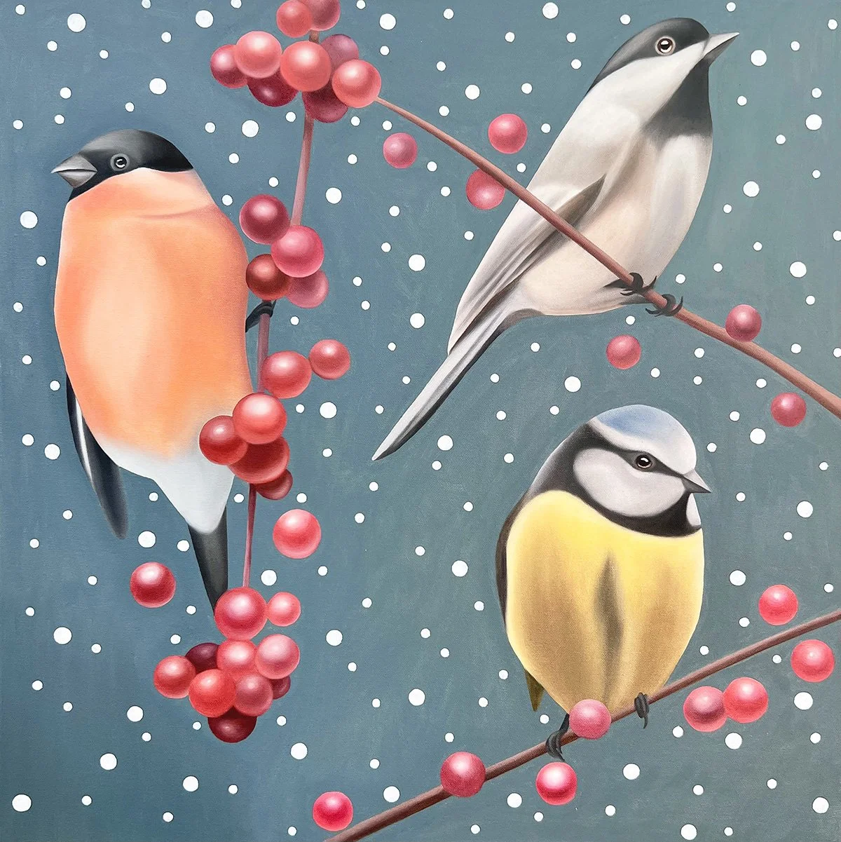 A Very Berry Symphony, 2022, oil on canvas, 60x60x2cm (sold)