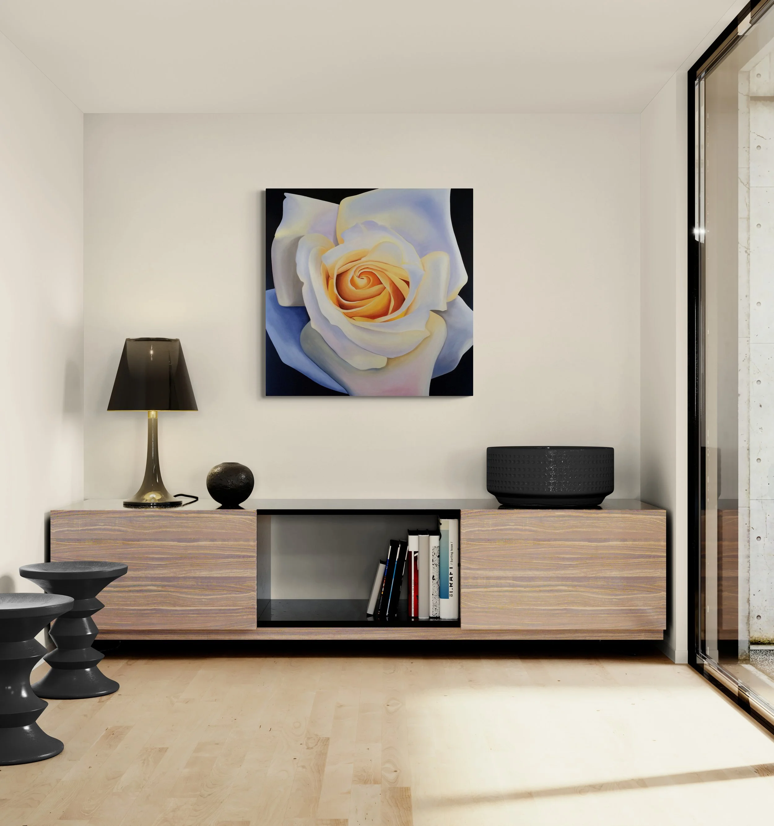 Winter rose_artist_Ildze Ose_living-room-with-a-cabinet-and-sculptural-stools.jpg