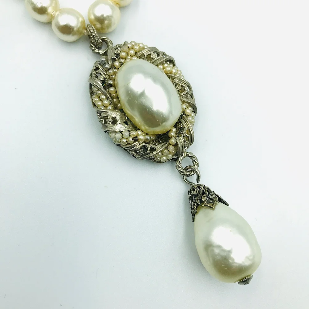 Grand Pendentif Vintage Perles - Style Louis Rousselet/Gripoix - Occasion - Pièce Ancienne
