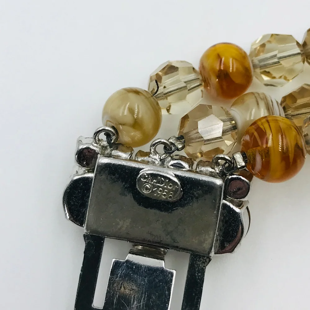 Christian Dior Champagne beaded Necklace and Bracelet.