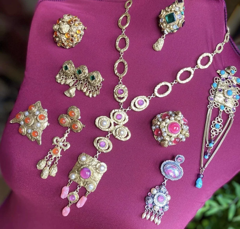 Boucle D'oreille Et Collier Henry Perichon - Bijou Collector Vintage D'occasion, Doré