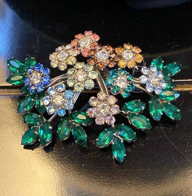 Broche Ancienne Jean Pierre Roger Clip Pin Strass France 1950 - Occasion, Déposée