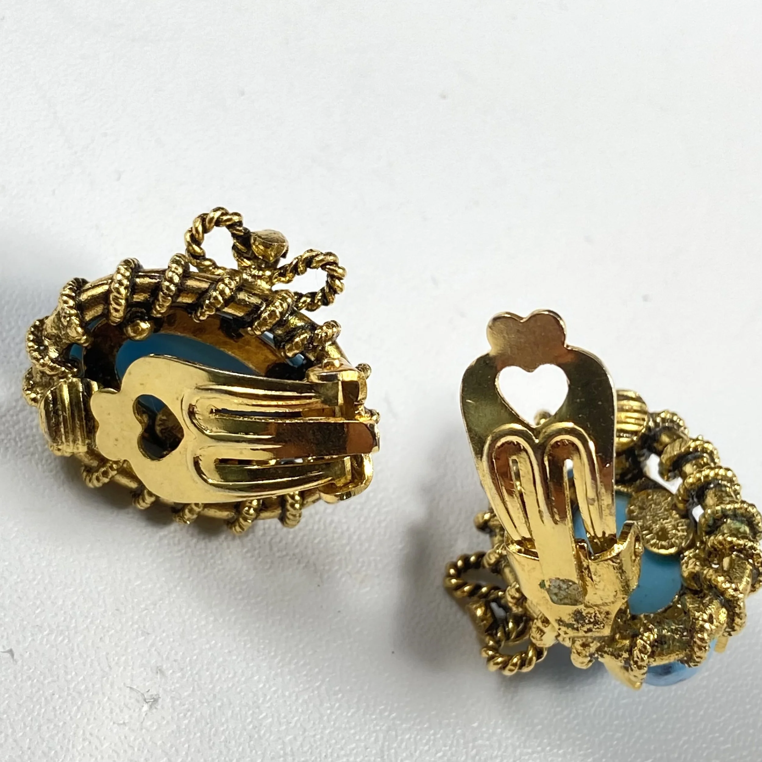 Broche Vintage Louis Rousselet Laiton Et Pâte De Verre - Dimensions 78x37mm - Occasion
