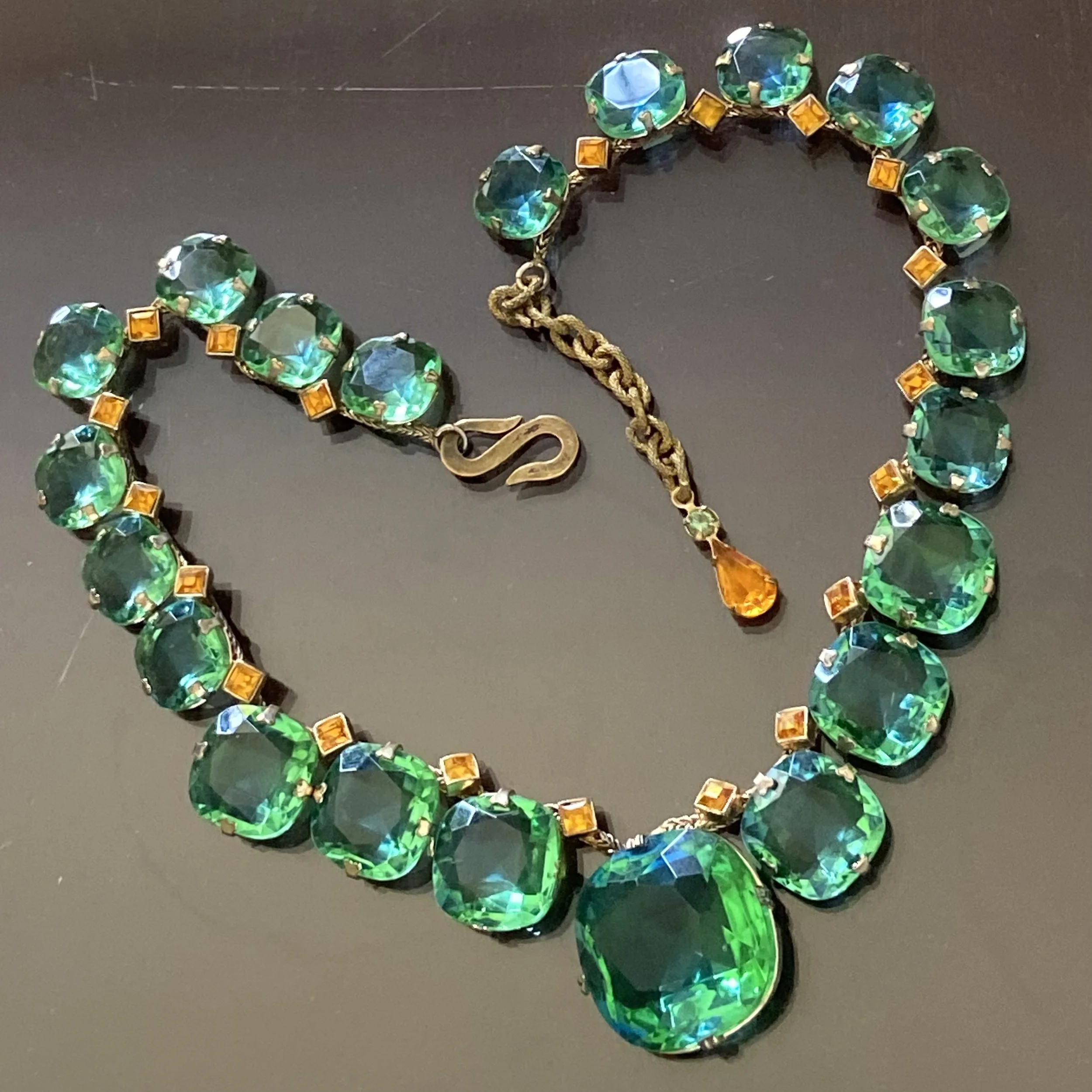 Sapphire and Clear rhinestone Necklace in style of Christian
