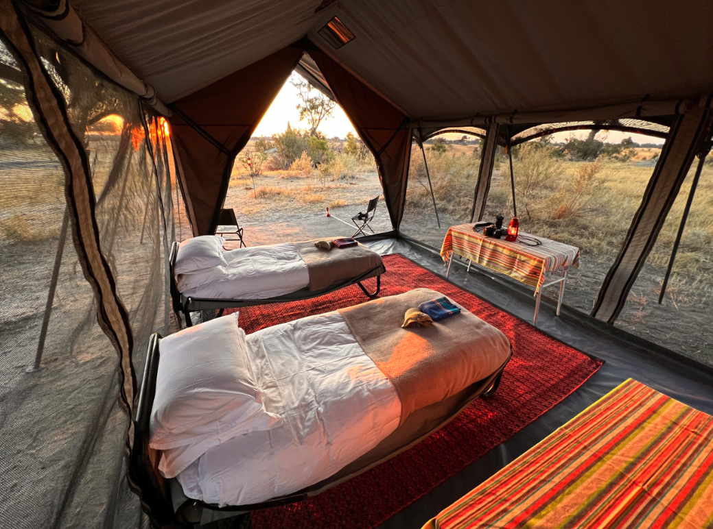 Luxury safari tent in Kafue National Park, Zambia, offering an elegant wilderness stay in one of Africa's largest and most remote national parks.